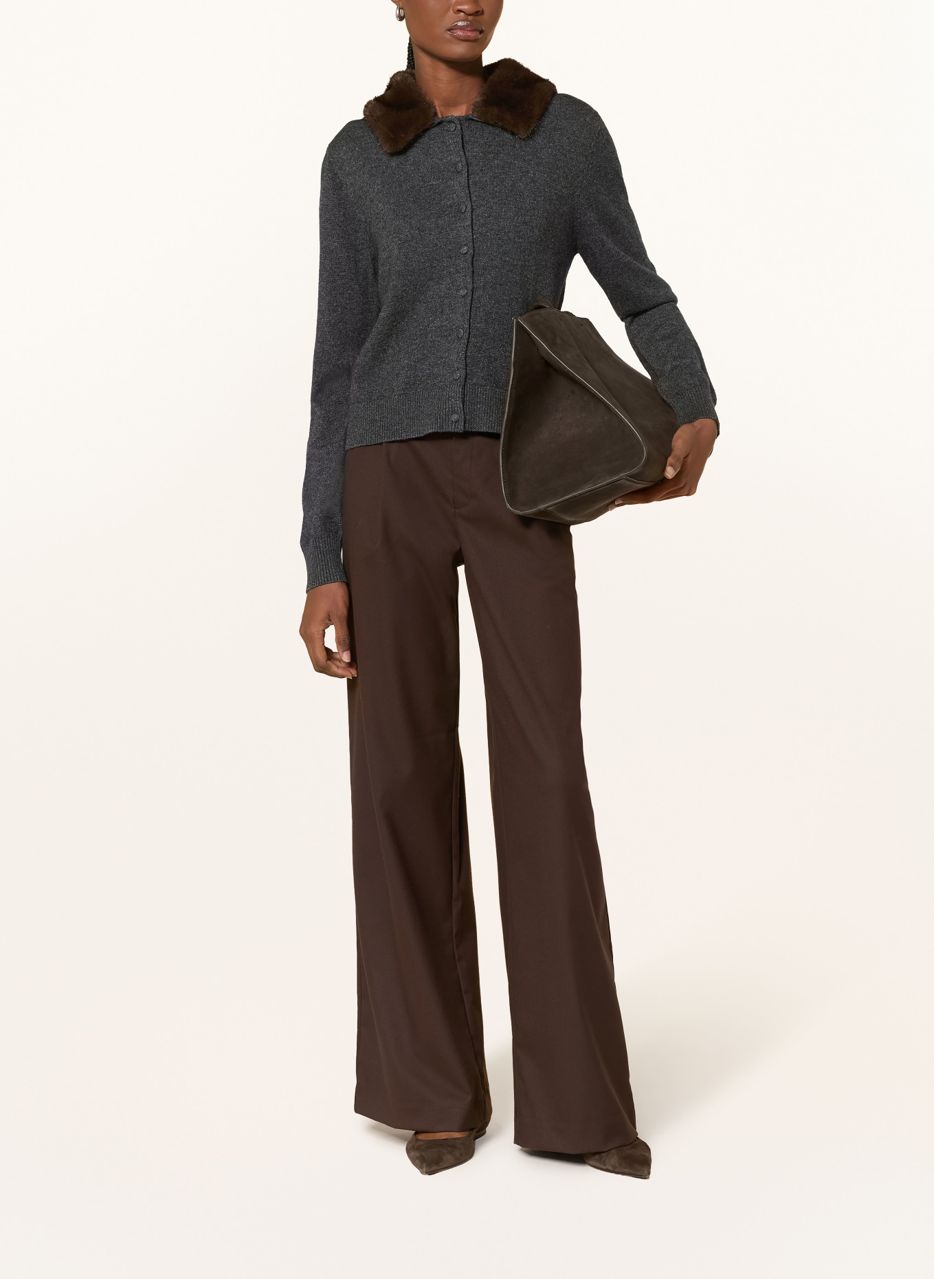 darling harbour Cardigan with detachable collar: ANTHRAZIT MELANGE