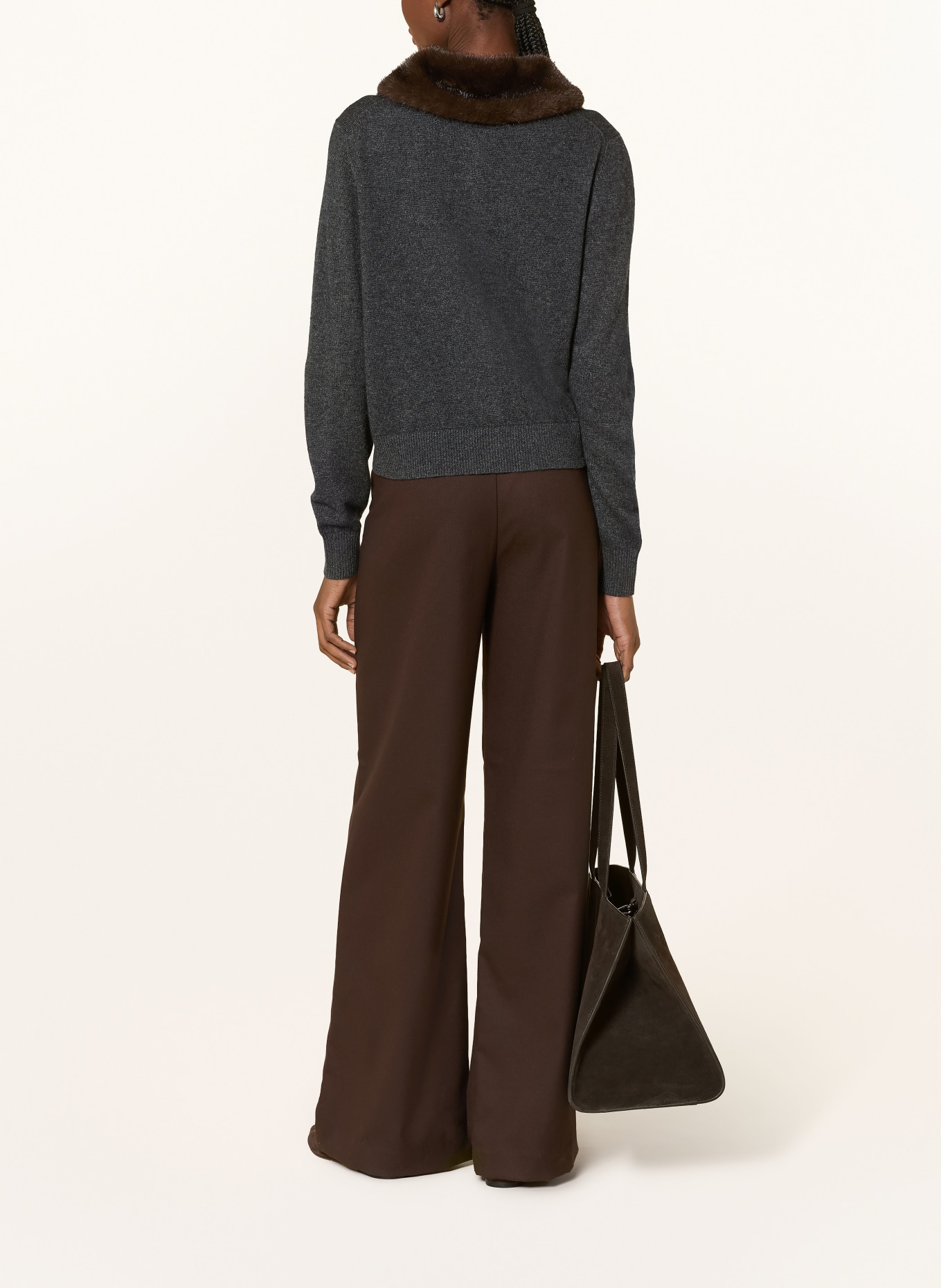 darling harbour Cardigan with detachable collar: ANTHRAZIT MELANGE