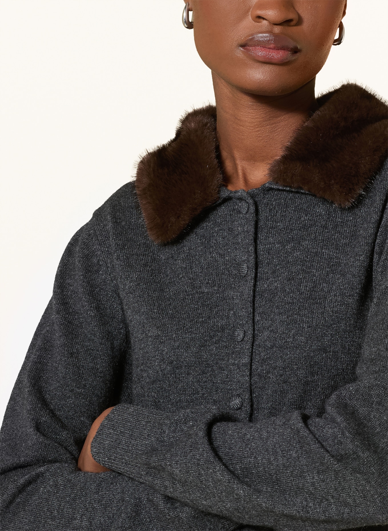 darling harbour Cardigan with detachable collar: ANTHRAZIT MELANGE