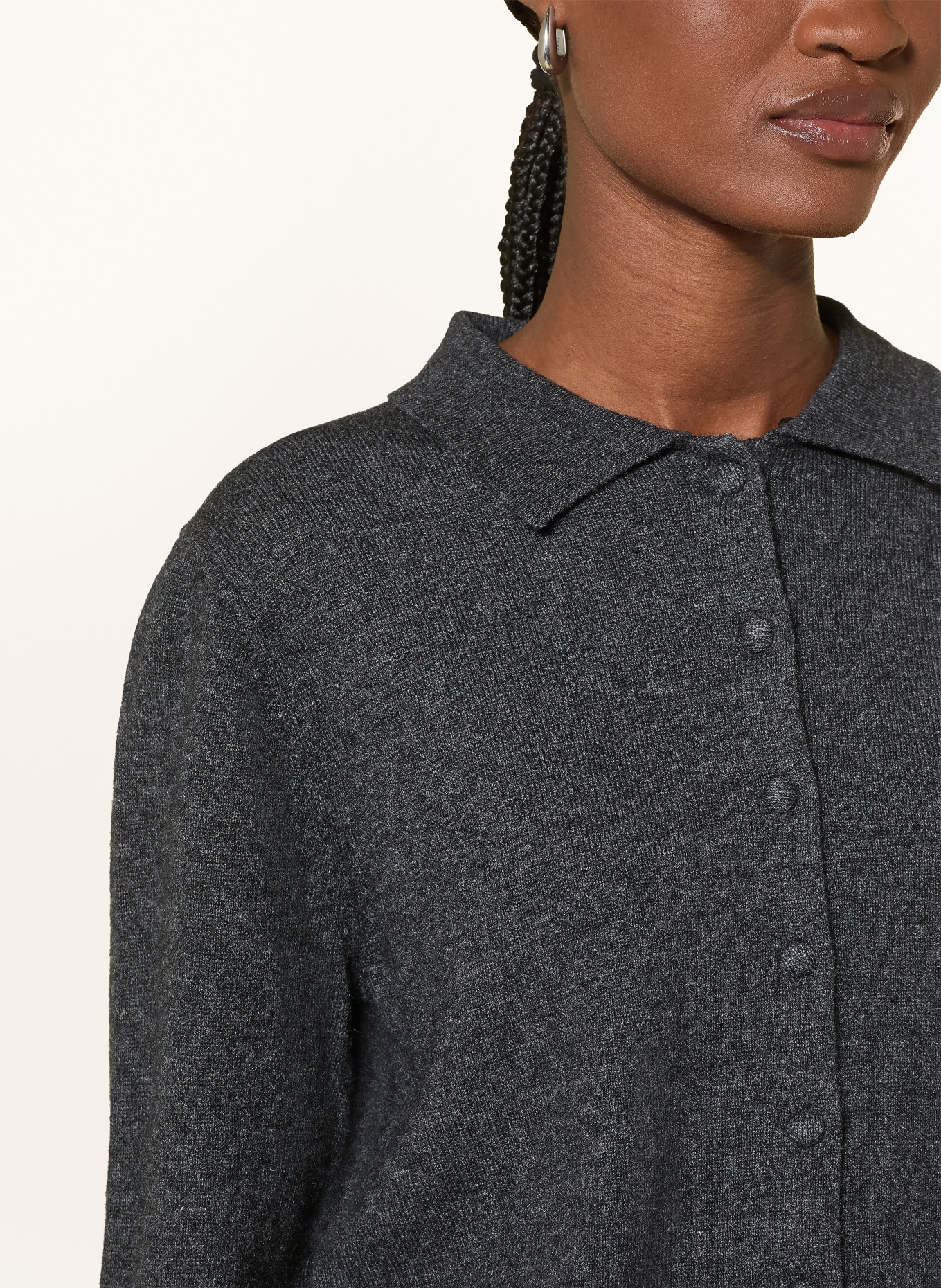 darling harbour Cardigan with detachable collar: ANTHRAZIT MELANGE
