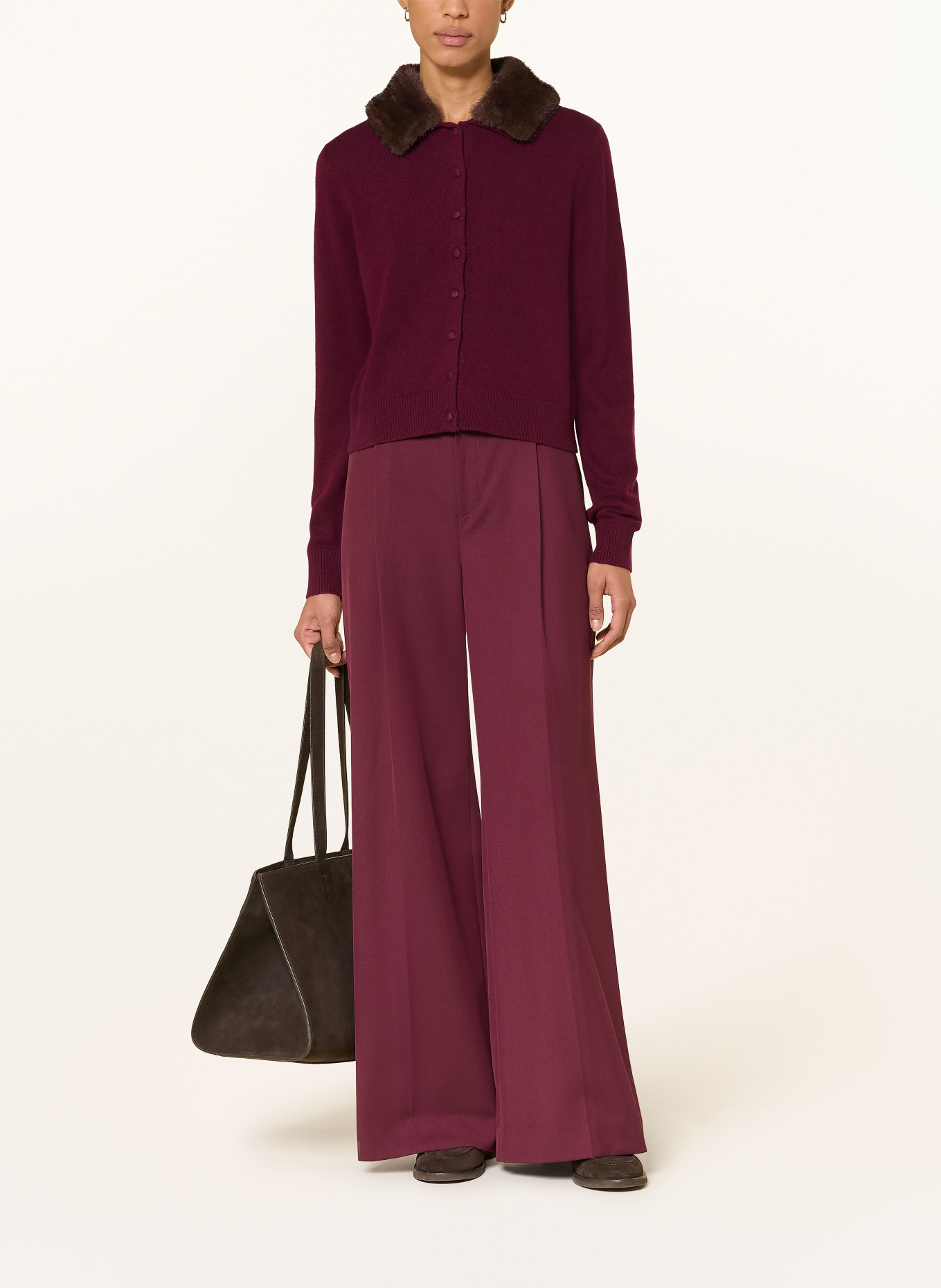 darling harbour Cardigan with detachable collar: deep merlot