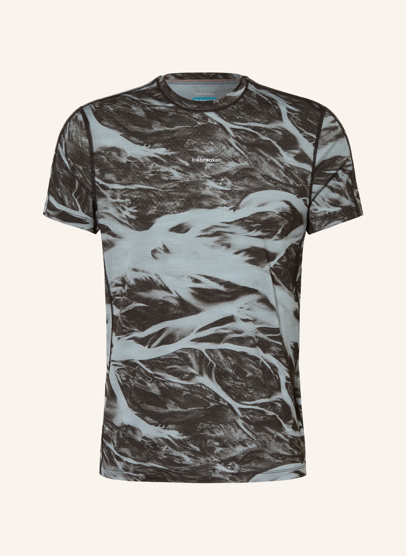 icebreaker 125 COOL-LITE SPEED MOTION Performance Shirt with Merino Wool: BLUE / BLACK