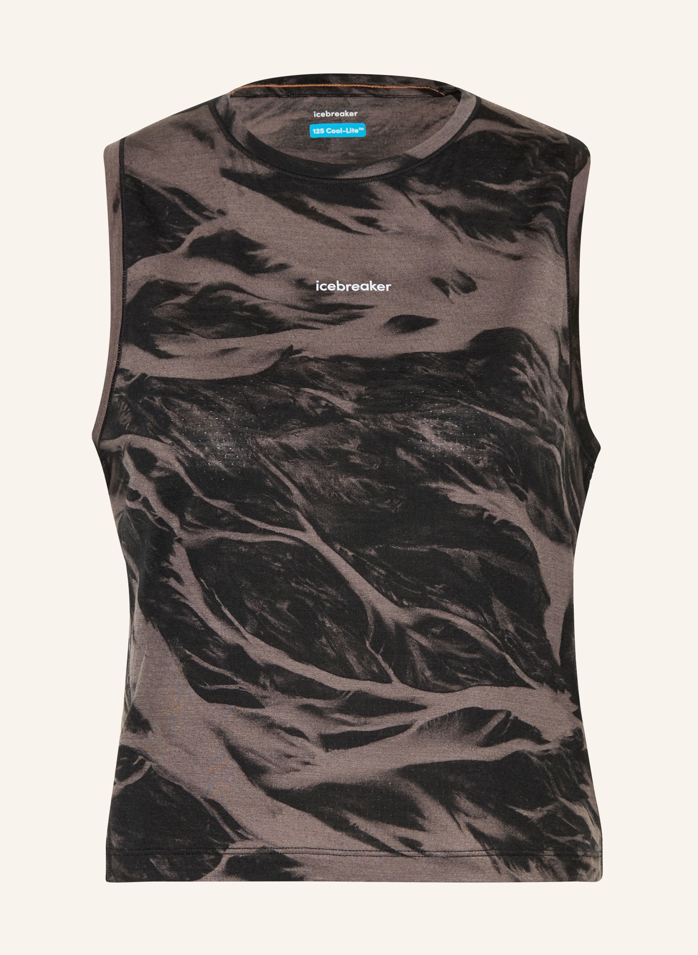 icebreaker Tanktop 125 COOL-LITE SPEED mit Merinowolle: DUNKELBRAUN / SCHWARZ