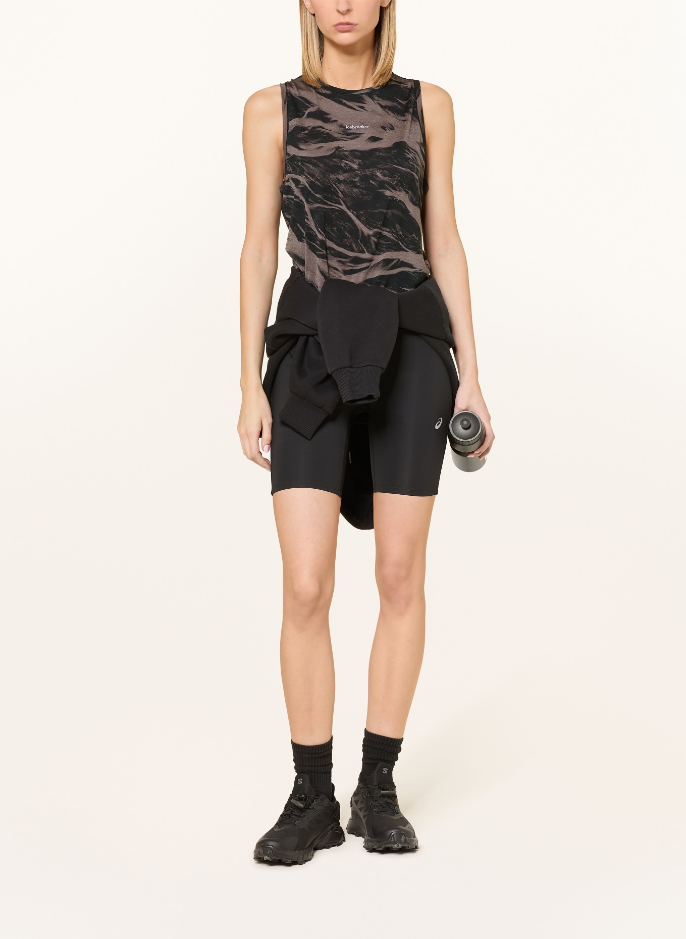icebreaker Tanktop 125 COOL-LITE SPEED mit Merinowolle: DUNKELBRAUN / SCHWARZ