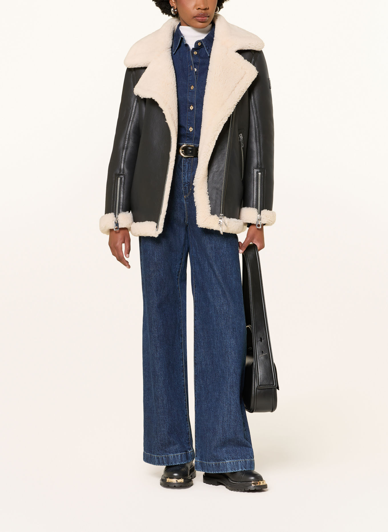 BELSTAFF Kurtka skórzana VIRDEN: CZARNY