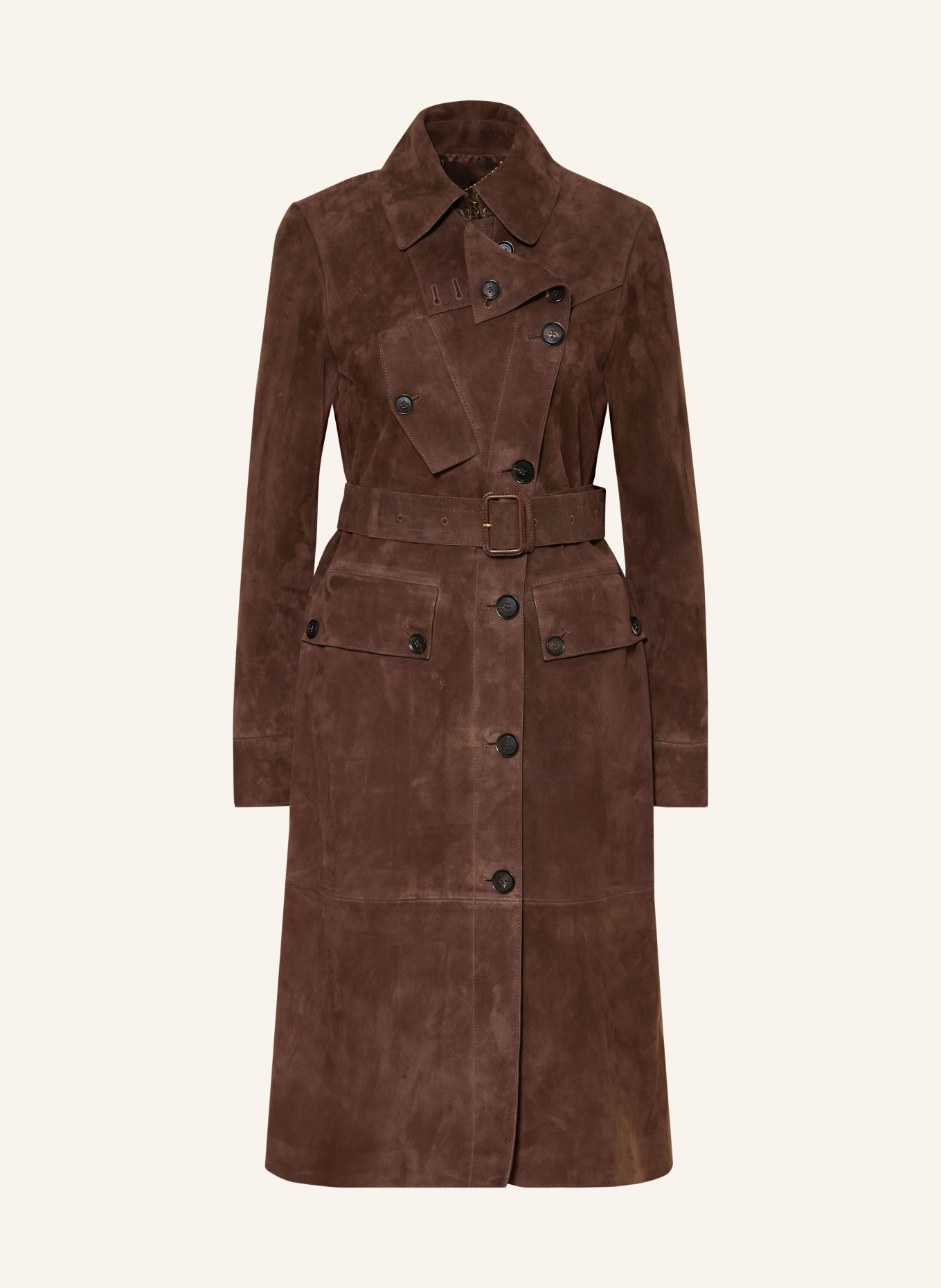 BELSTAFF Leather trench coat: DARK BROWN