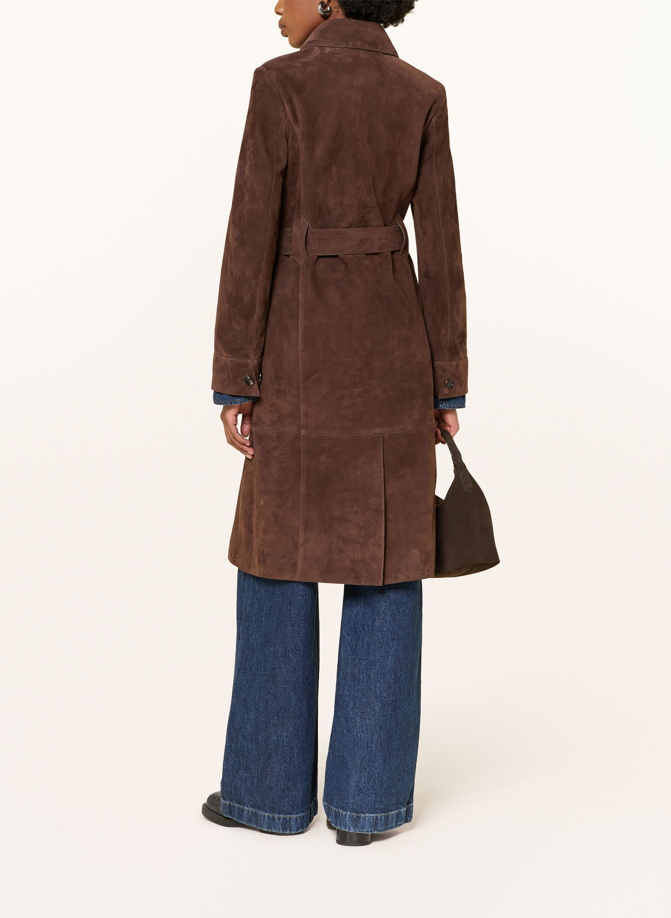 BELSTAFF Leather trench coat: DARK BROWN