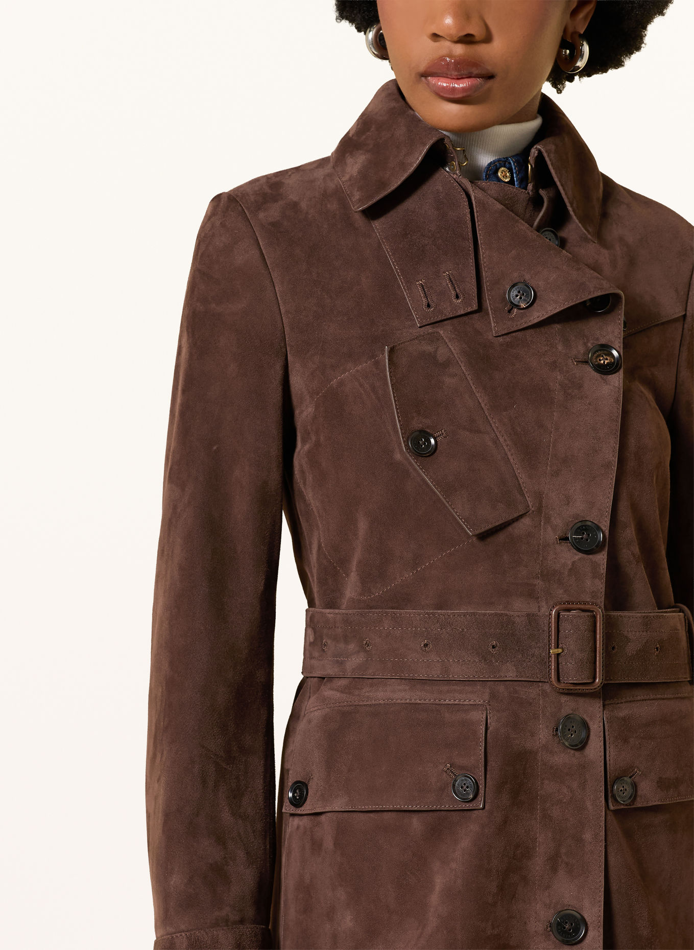 BELSTAFF Leather trench coat: DARK BROWN