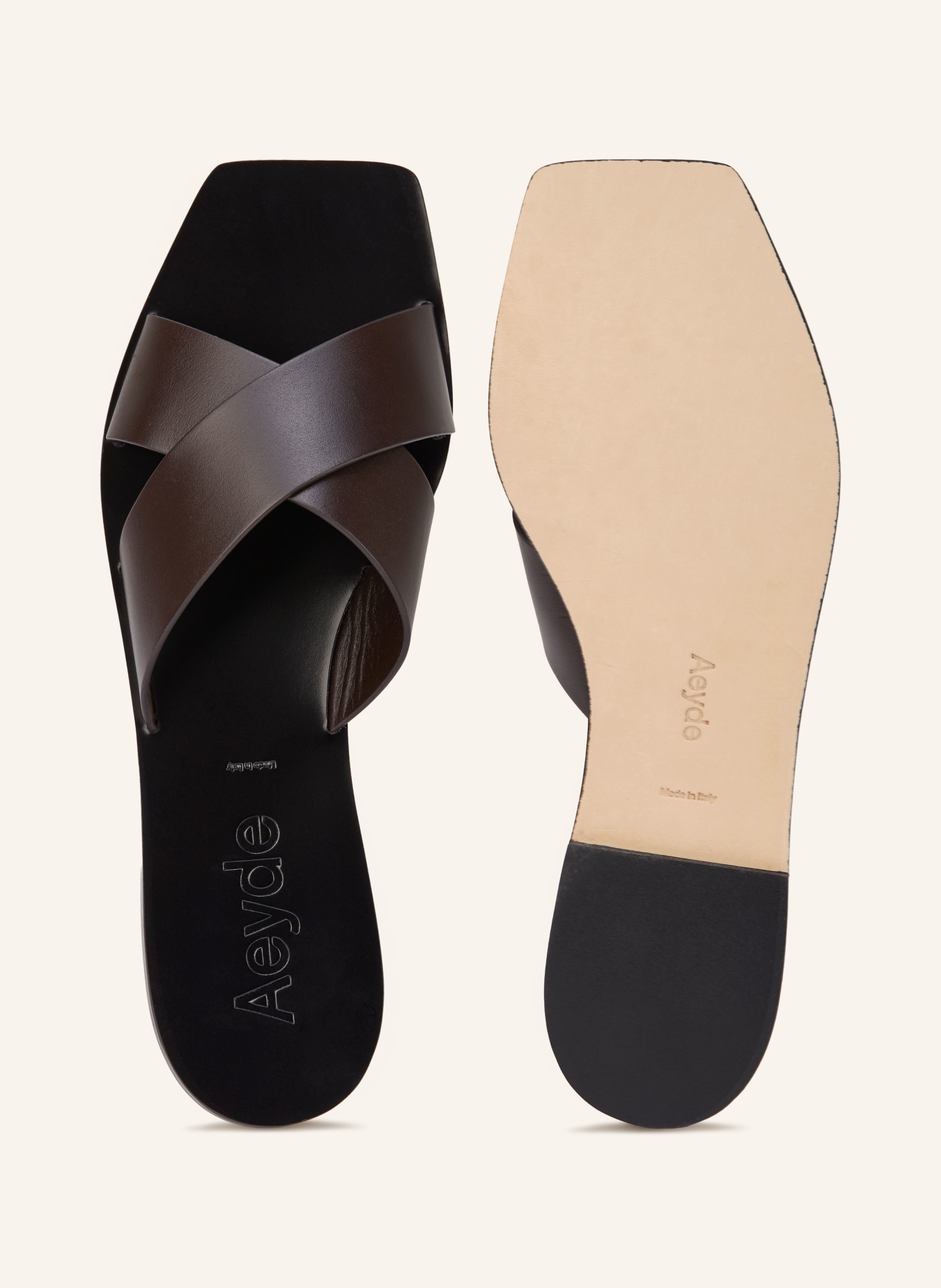 Aeyde Pantoletten FAYE: SCHWARZ / DUNKELBRAUN