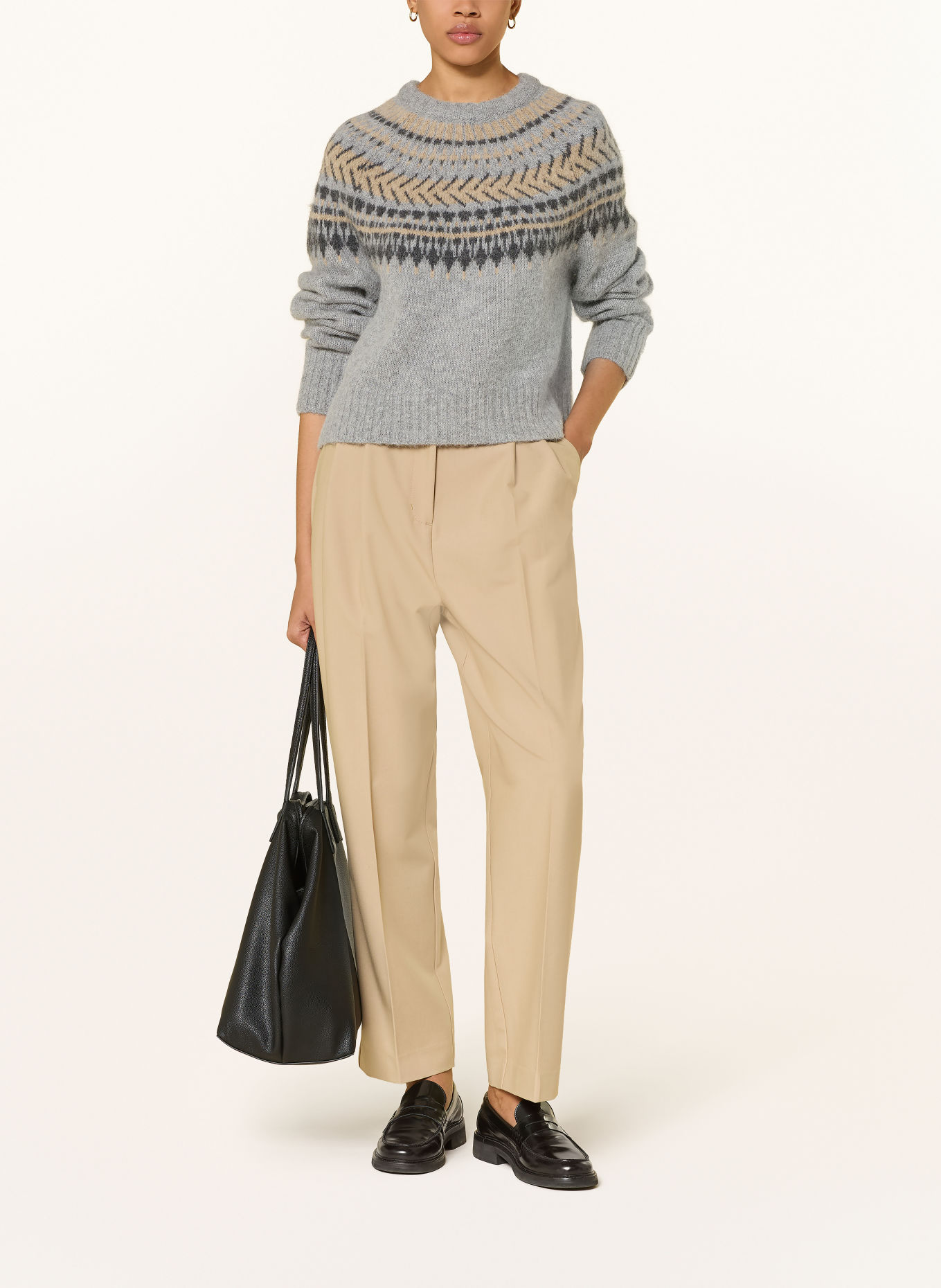 Barbour Pullover ANNETTE mit Alpaka: GRAU / BEIGE / DUNKELGRAU