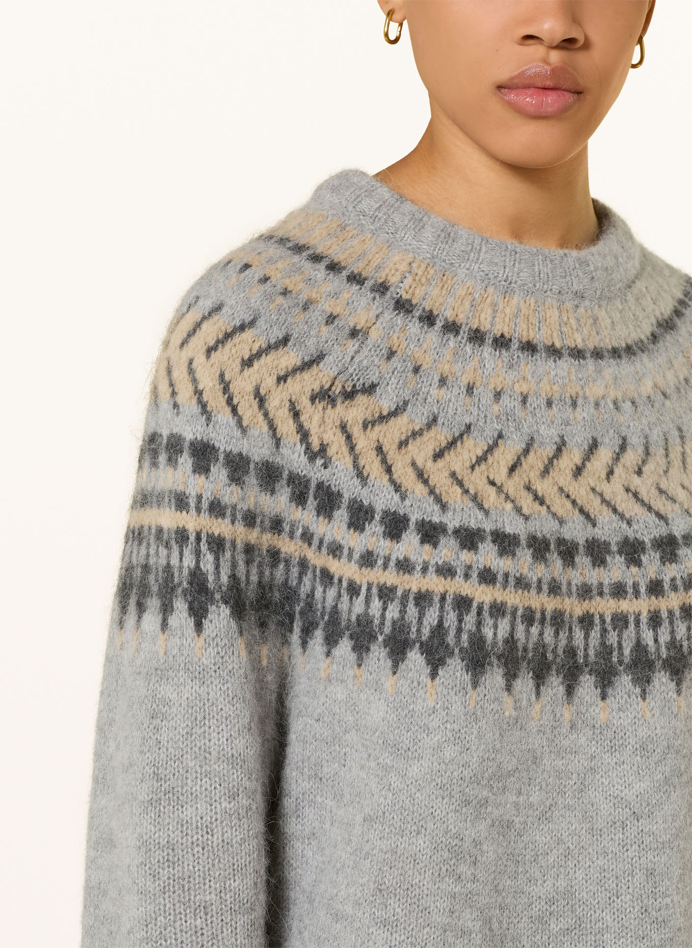 Barbour Pullover ANNETTE mit Alpaka: GRAU / BEIGE / DUNKELGRAU