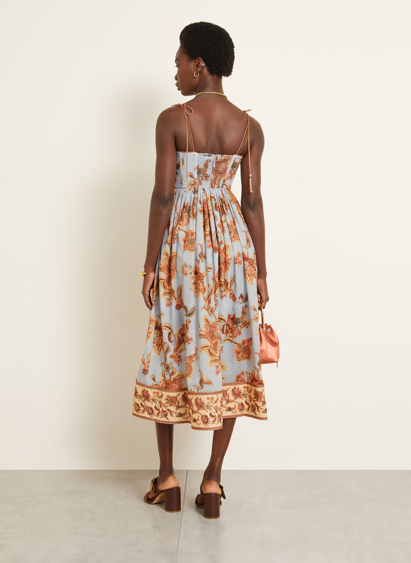 ZIMMERMANN Cocktailkleid ASTER: HELLBLAU / BRAUN / GRÜN