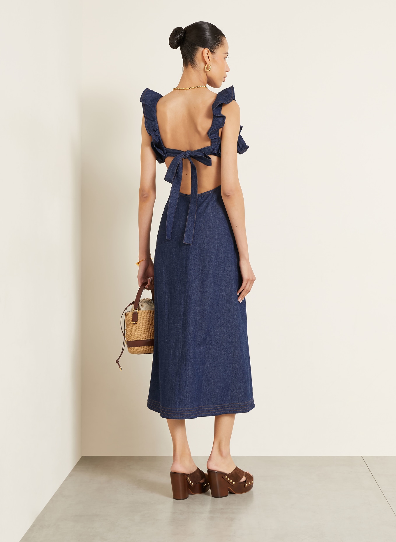 ZIMMERMANN Cocktailkleid ASTER mit Volants: DUNKELBLAU