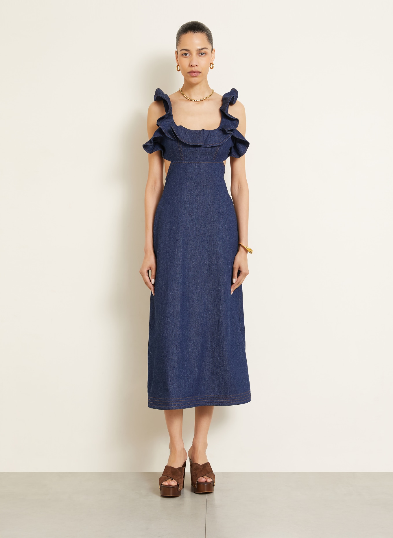 ZIMMERMANN Cocktailkleid ASTER mit Volants: DUNKELBLAU