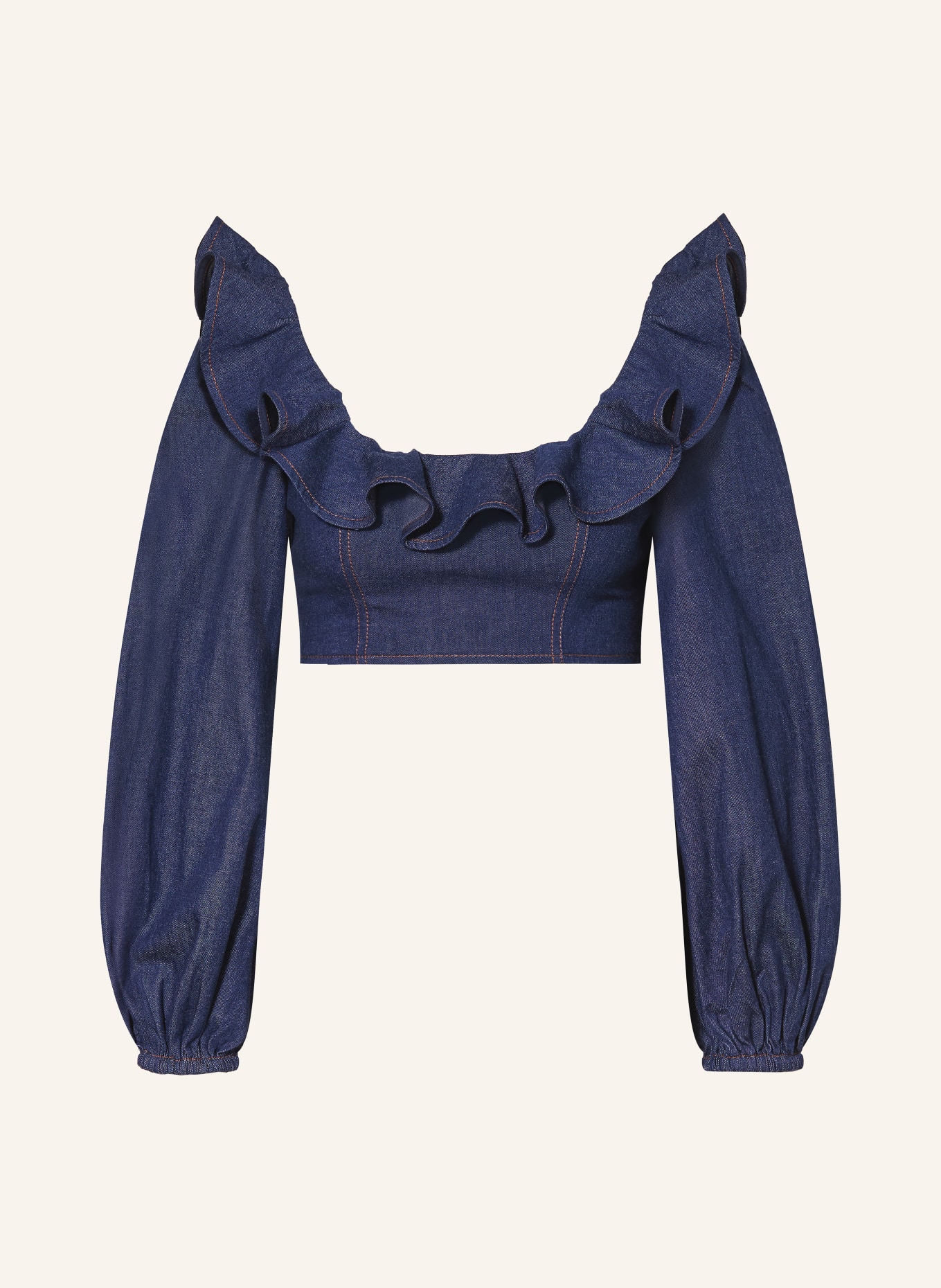 ZIMMERMANN Chemisier en jean ASTER à volants: BLEU FONCÉ