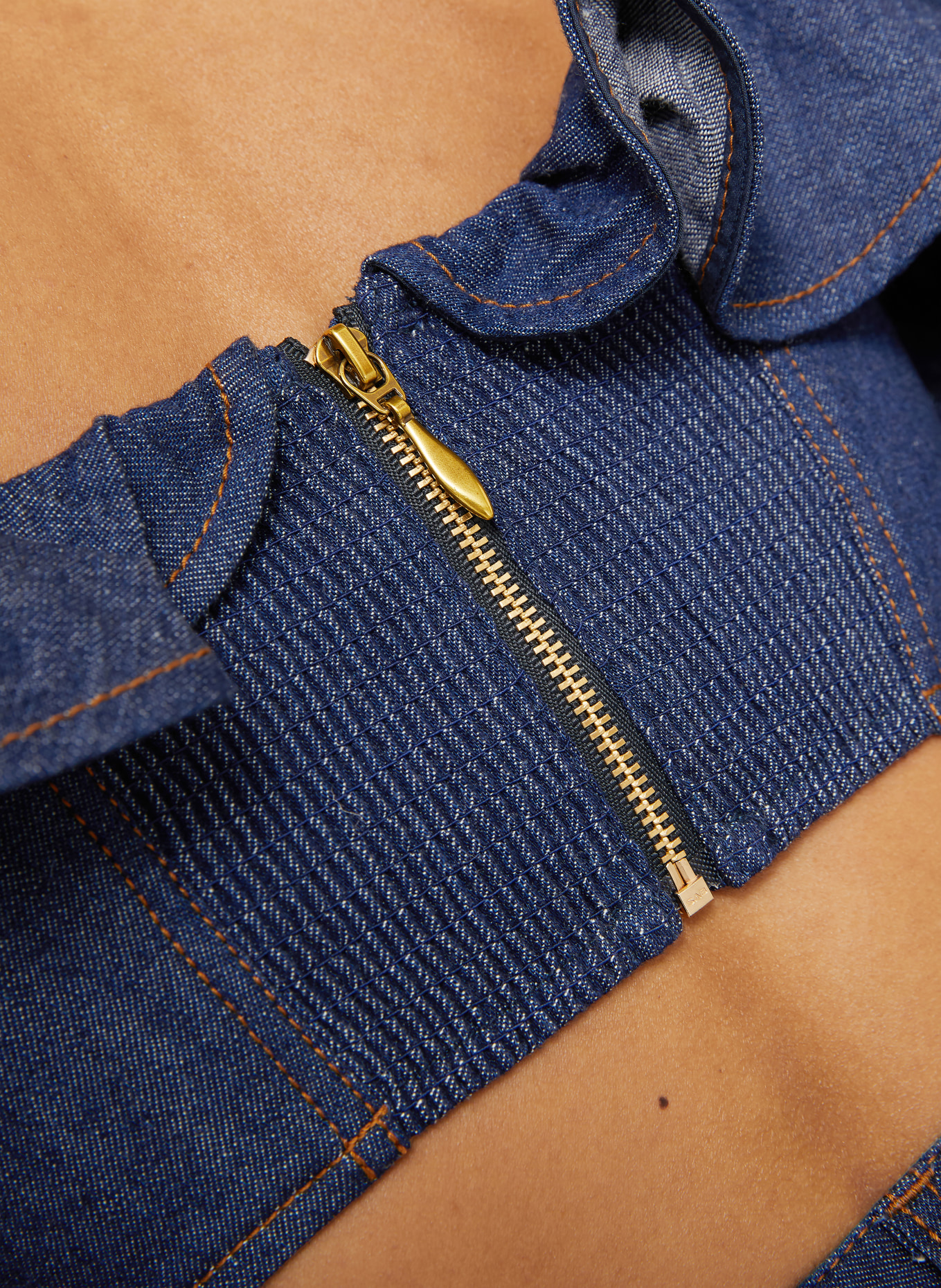 ZIMMERMANN Chemisier en jean ASTER à volants: BLEU FONCÉ