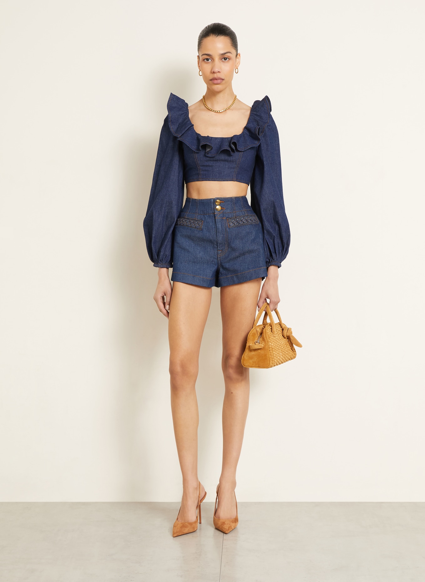 ZIMMERMANN Jeansshorts ASTER: DUNKELBLAU