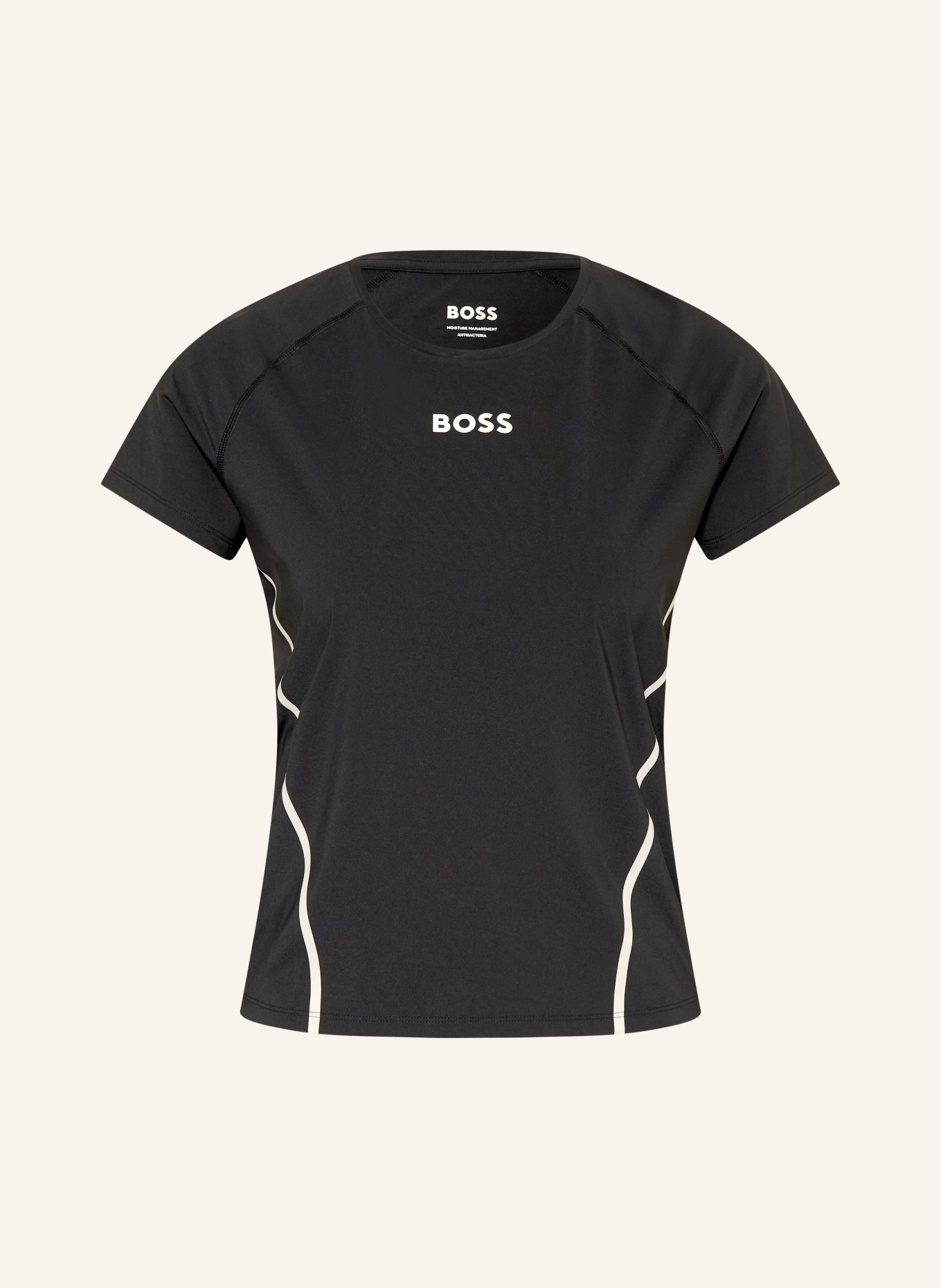 BOSS Tricou ELOGOFIT: NEGRU / ALB
