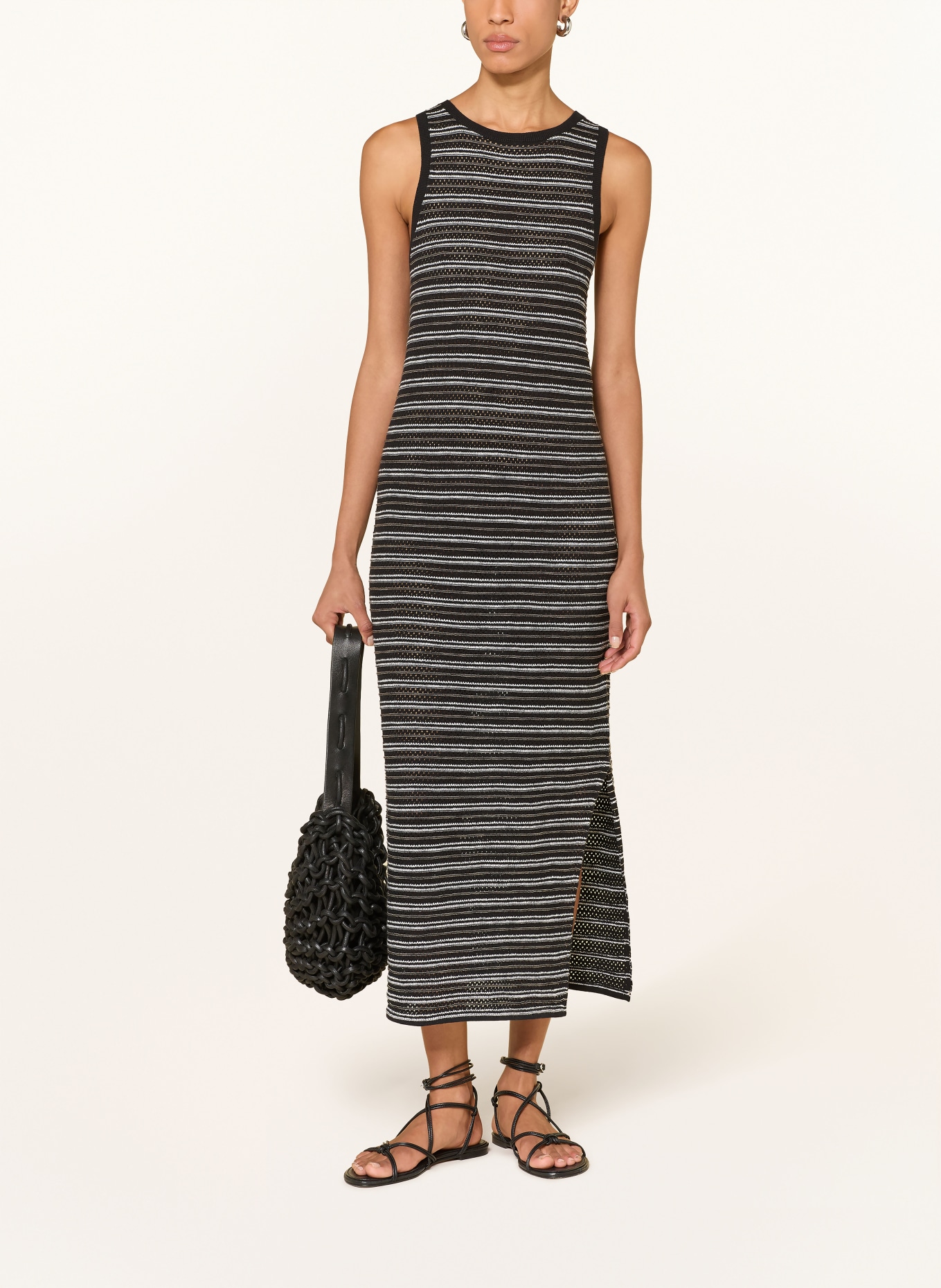 Marc O'Polo Strickkleid: SCHWARZ / BEIGE / WEISS