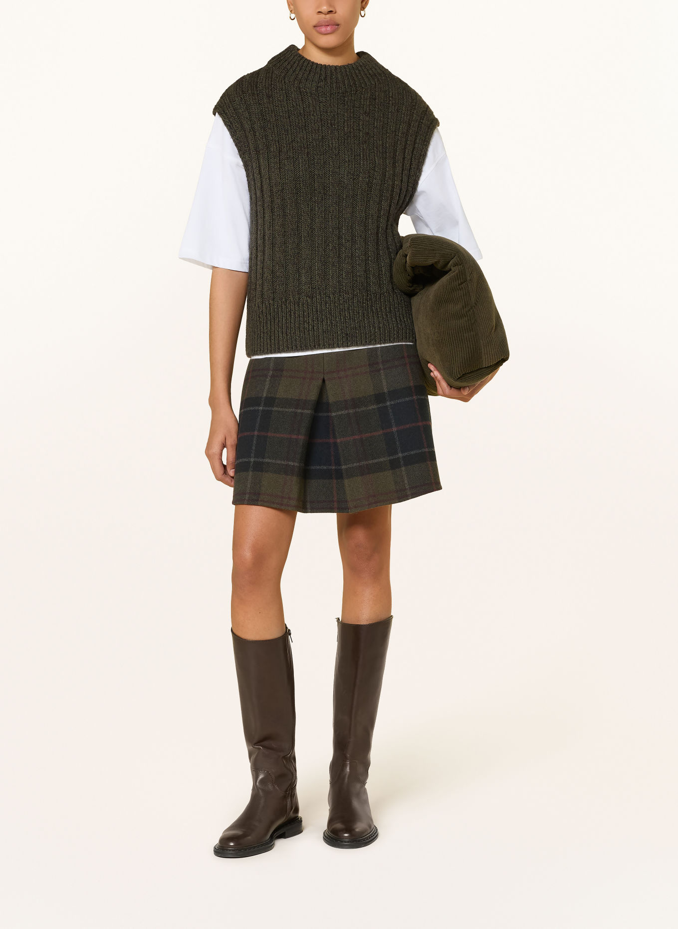 Barbour MARLOW Skirt: DARK GREEN / DARK RED / BLACK