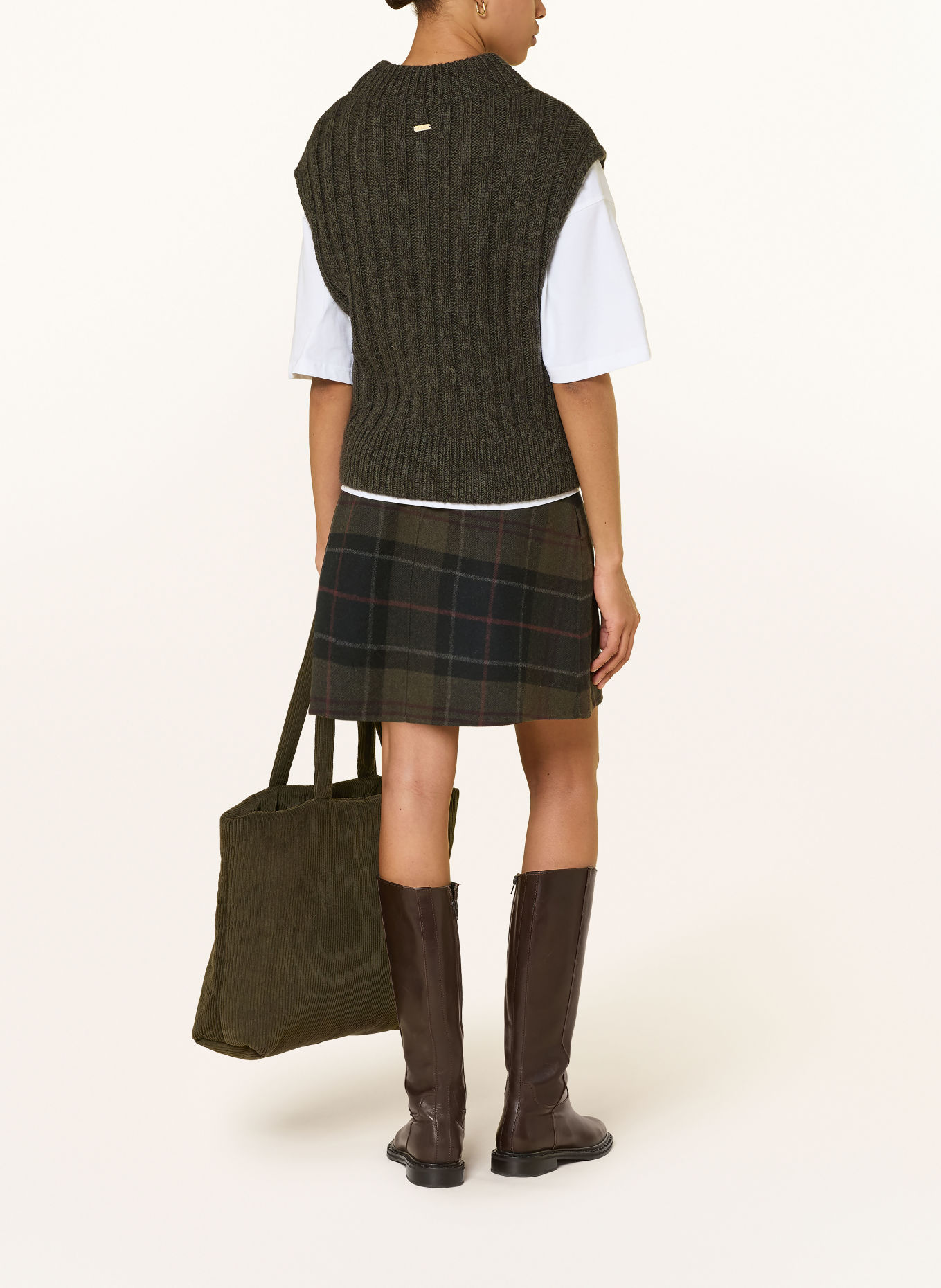 Barbour MARLOW Skirt: DARK GREEN / DARK RED / BLACK