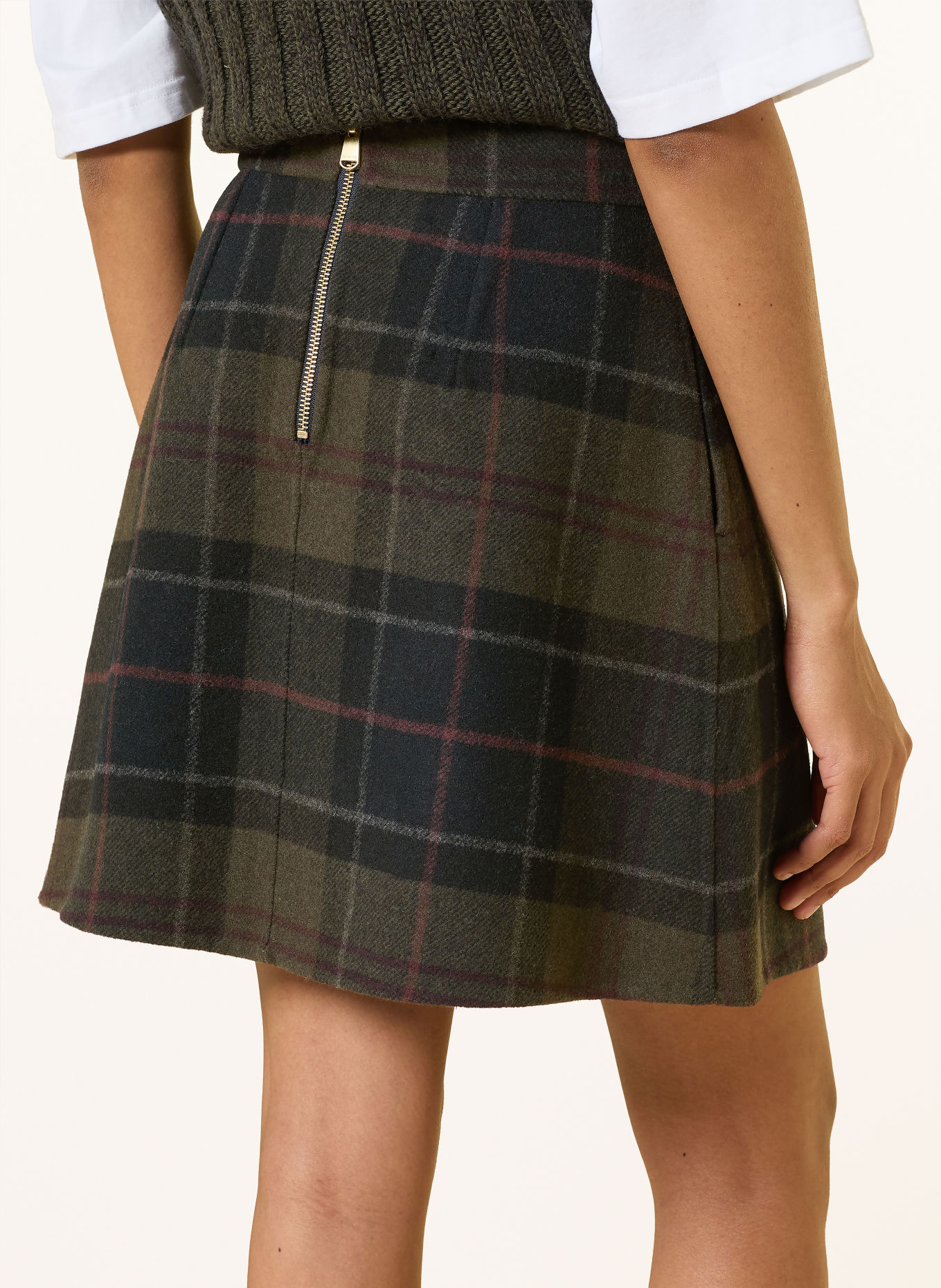 Barbour MARLOW Skirt: DARK GREEN / DARK RED / BLACK