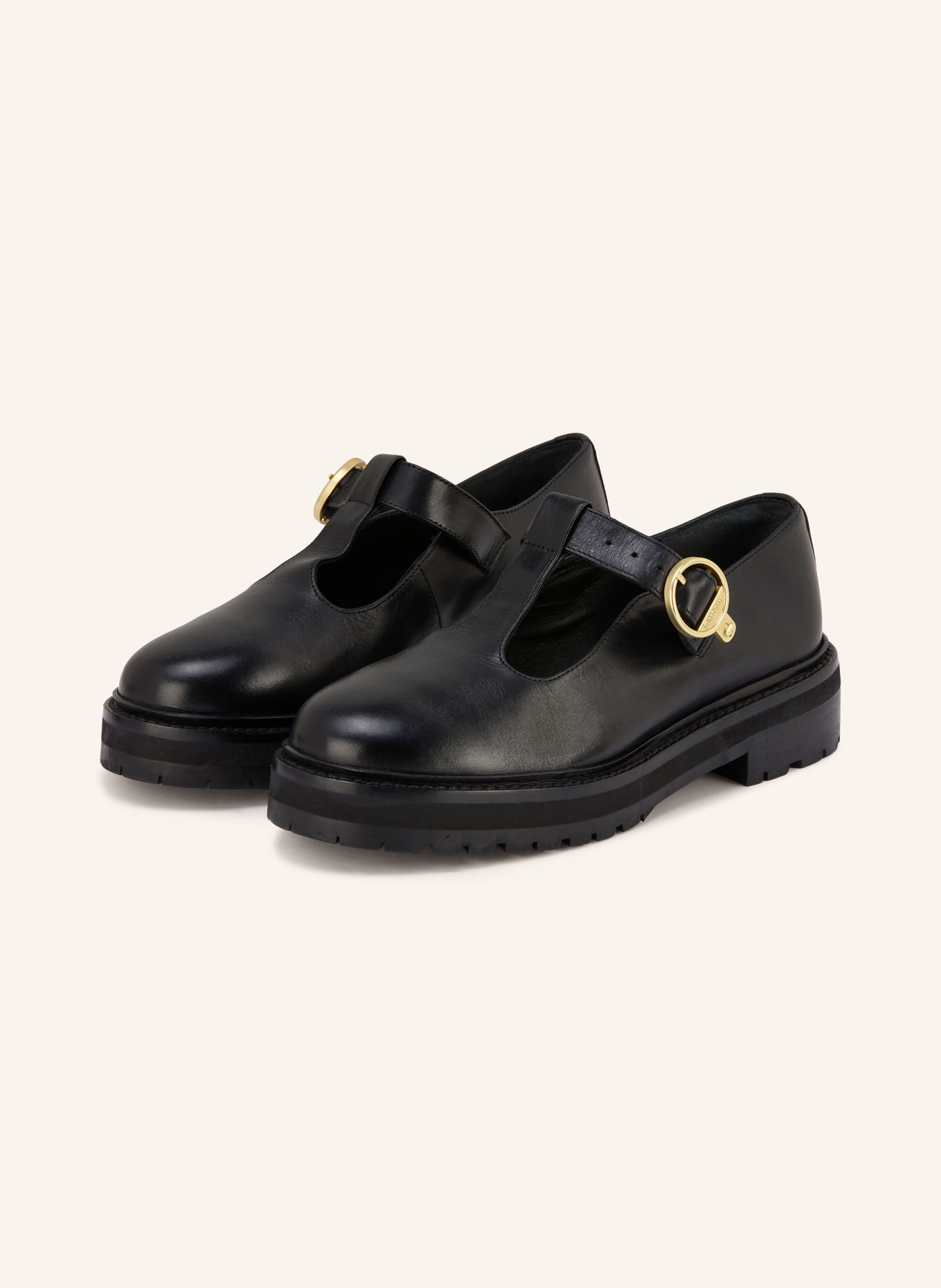 Barbour RYTON Mary Jane Loafers: BLACK / GOLD