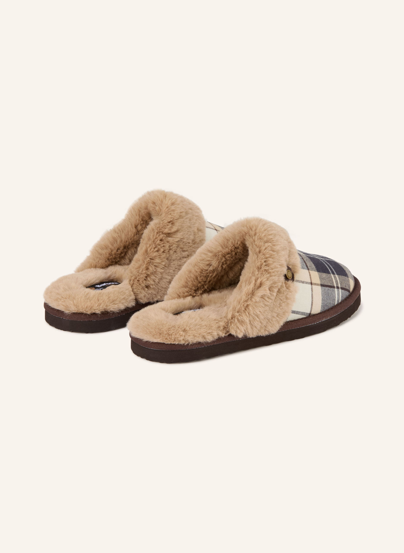 Barbour CLAUDIA slippers with faux fur: BROWN / BEIGE / BLUE