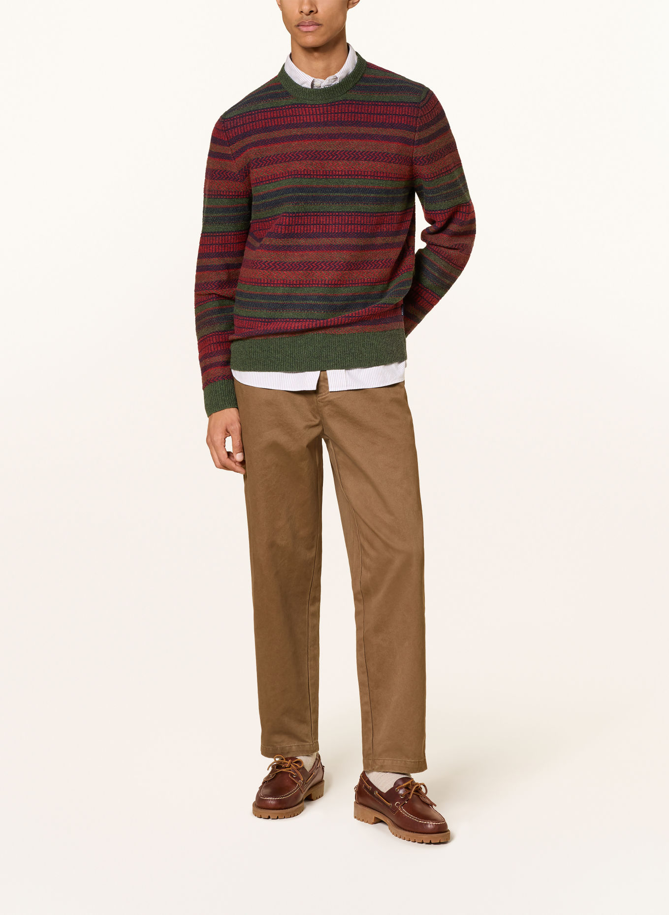 Barbour Trui HIGHSTED: GROEN / DONKERROOD / DONKERBLAUW