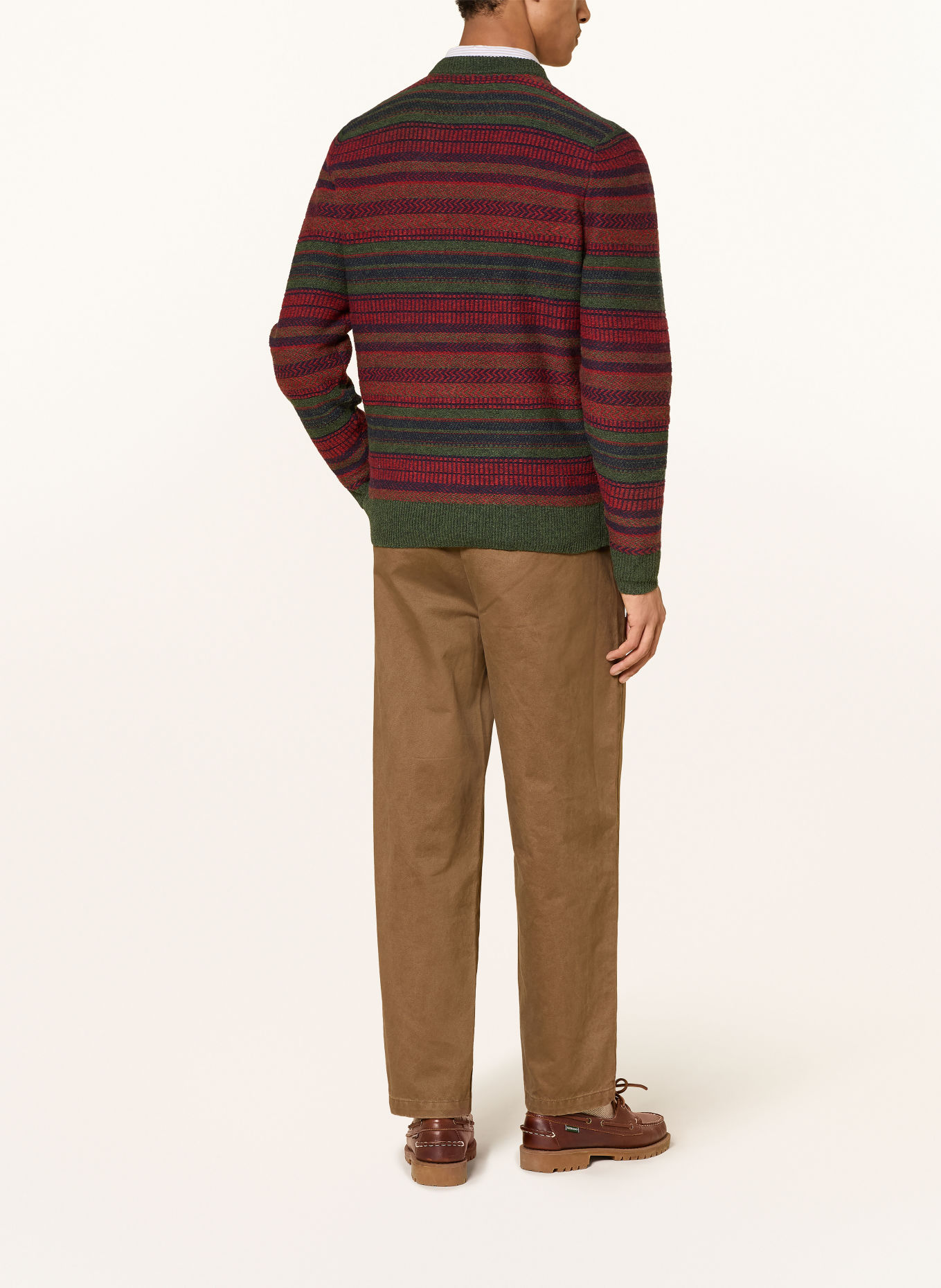 Barbour Trui HIGHSTED: GROEN / DONKERROOD / DONKERBLAUW