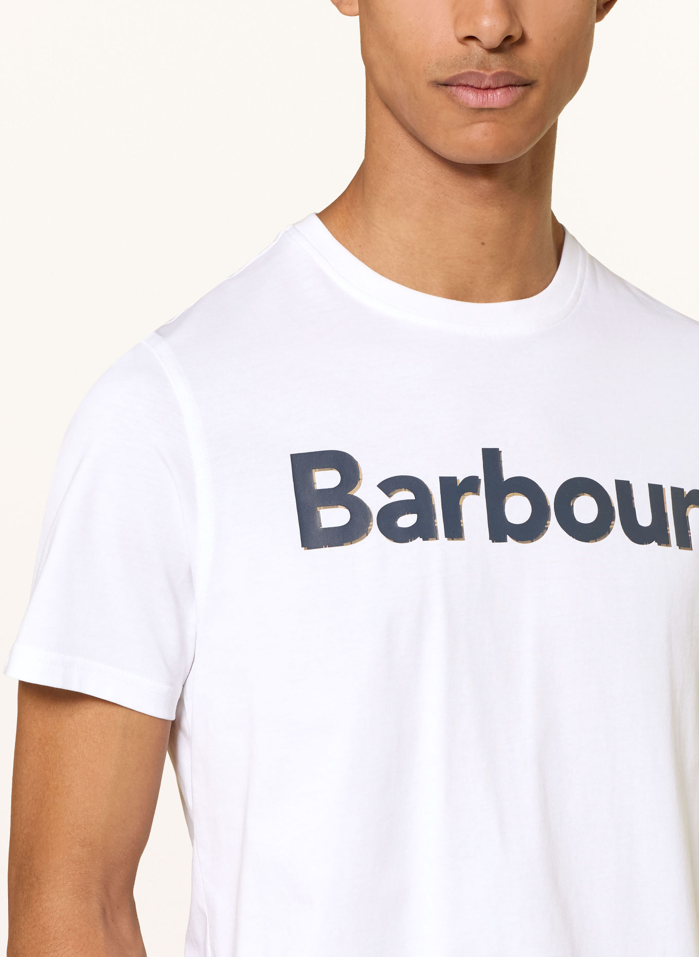 Barbour Tričko HALSTOW: BÍLÁ / TMAVĚ MODRÁ