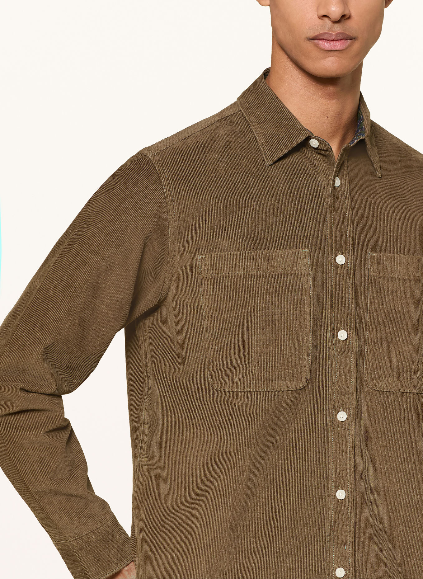 Barbour Corduroy Shirt, Comfort Fit: KHAKI