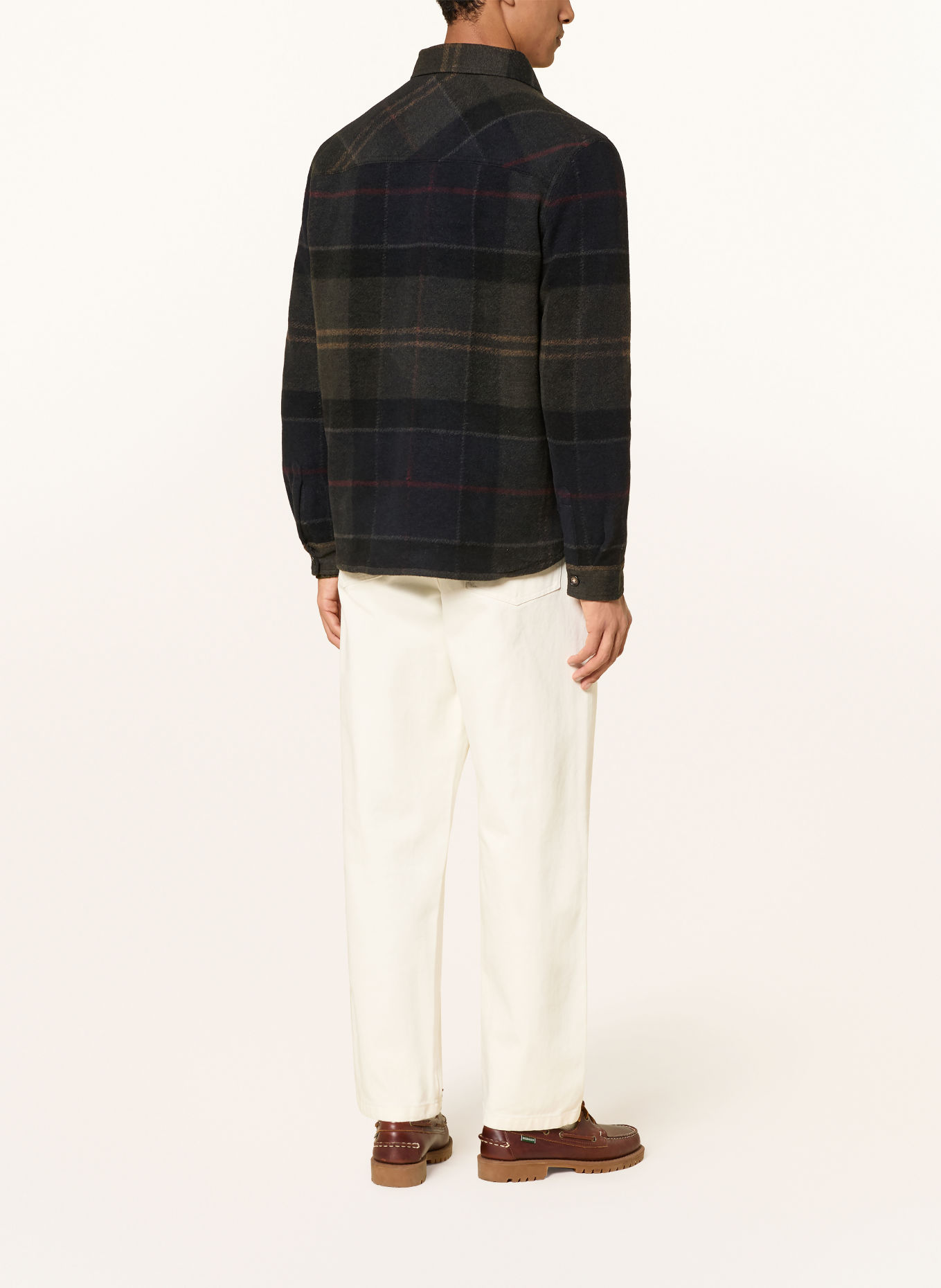 Barbour Flanell-Overshirt WOODLANE: SCHWARZ / DUNKELROT / DUNKELGRÜN