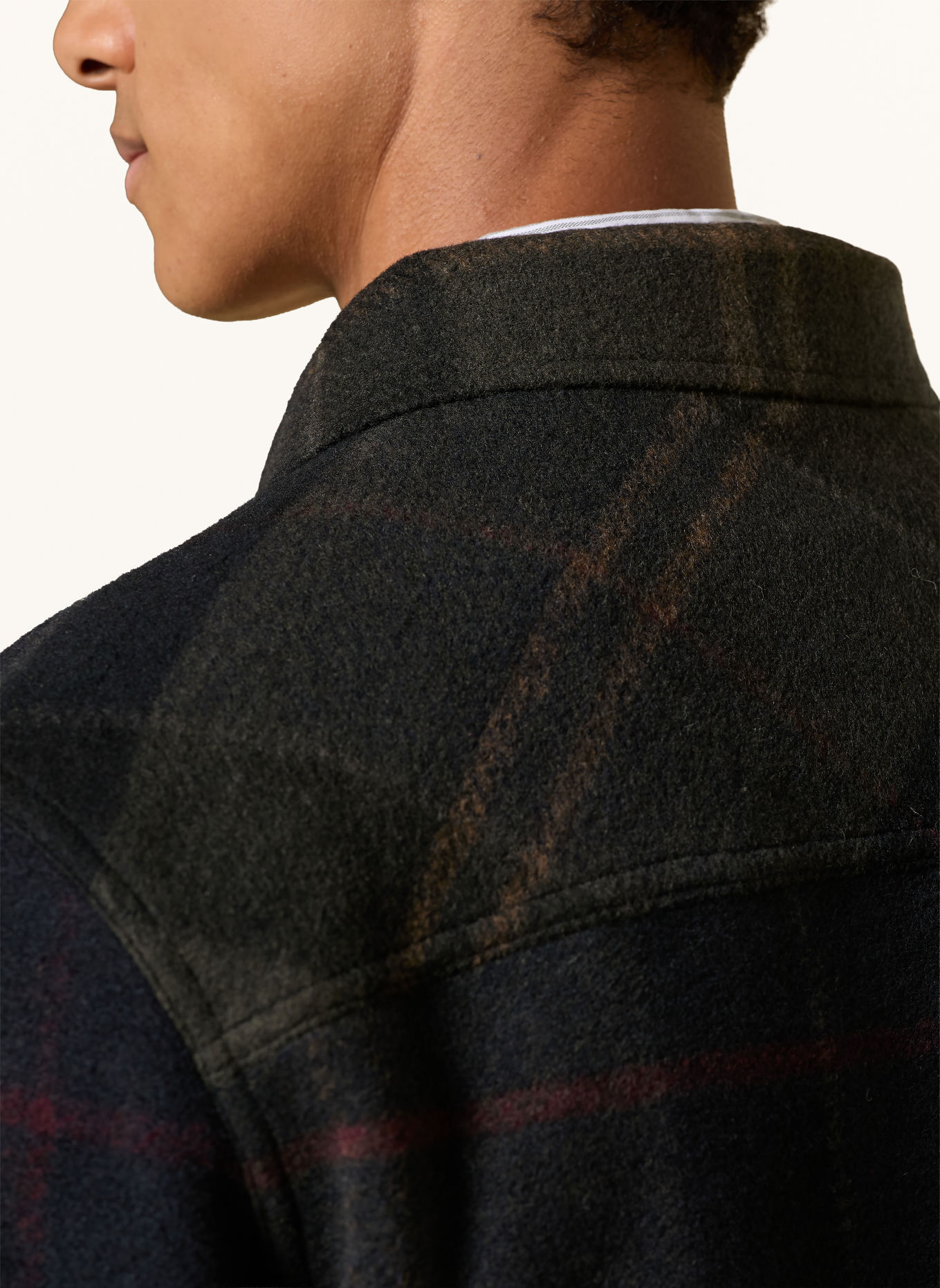 Barbour Flanell-Overshirt WOODLANE: SCHWARZ / DUNKELROT / DUNKELGRÜN