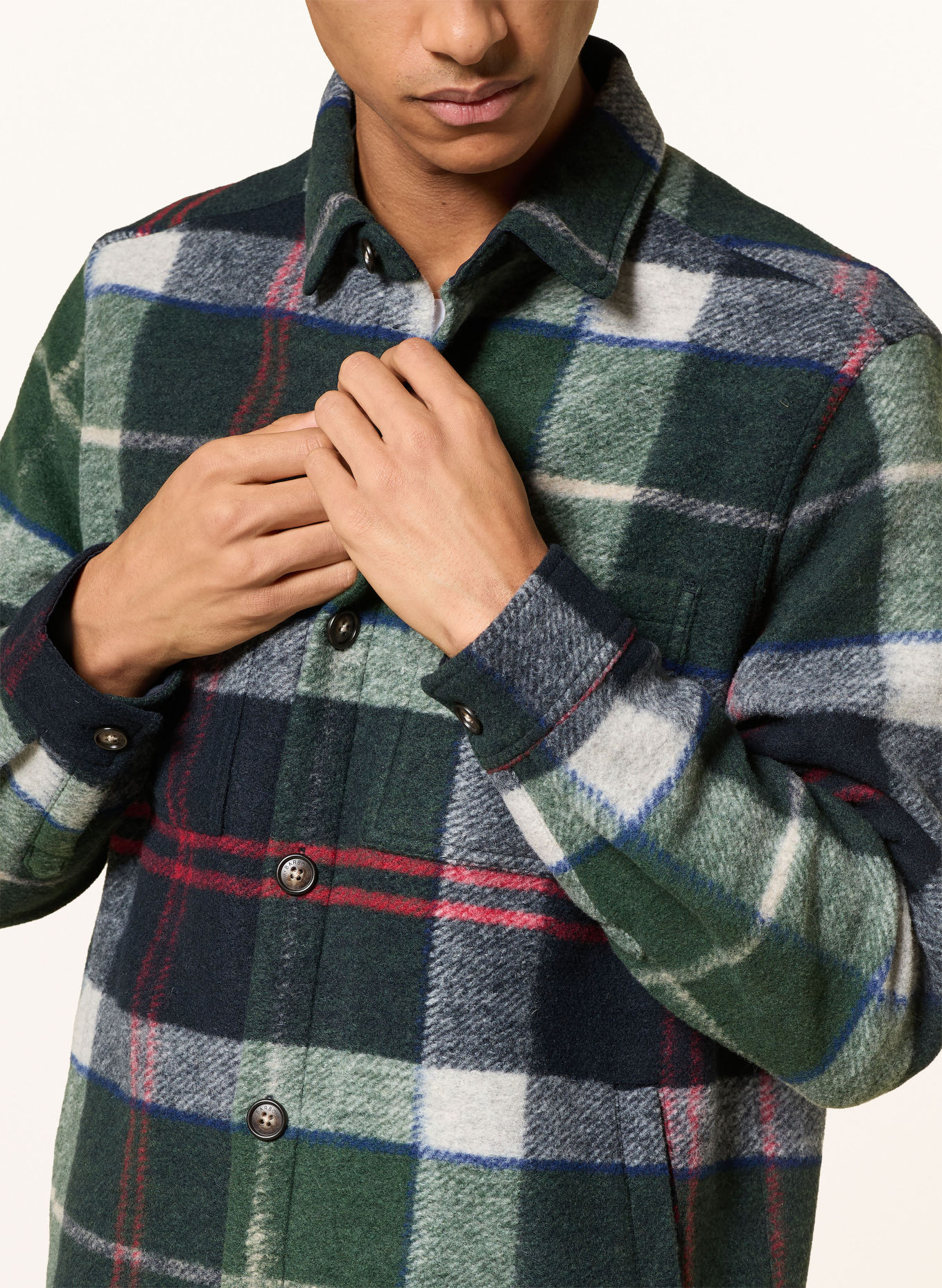Barbour Surchemise en flanelle WOODLANE: VERT / ROUGE / GROEN