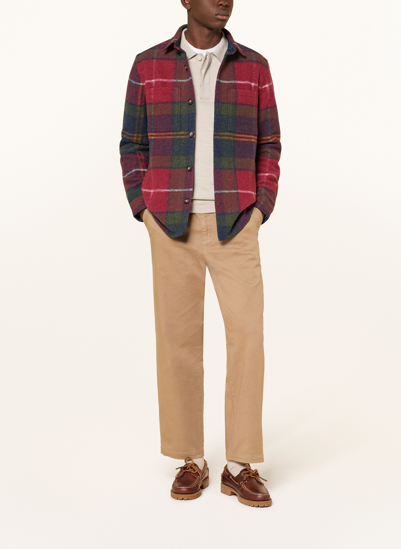 Barbour WOODLANE Flannel Overshirt: DARK RED / DARK GREEN / DARK BLUE