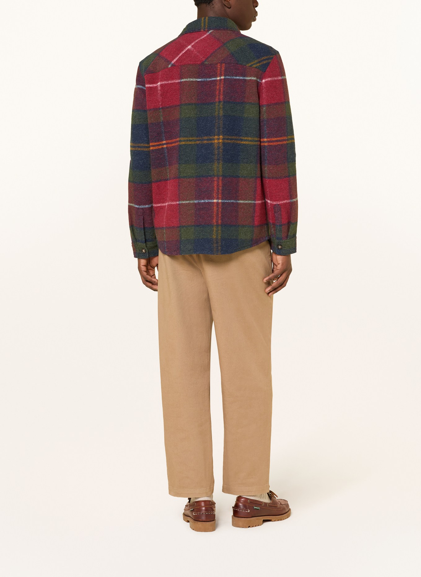 Barbour WOODLANE Flannel Overshirt: DARK RED / DARK GREEN / DARK BLUE