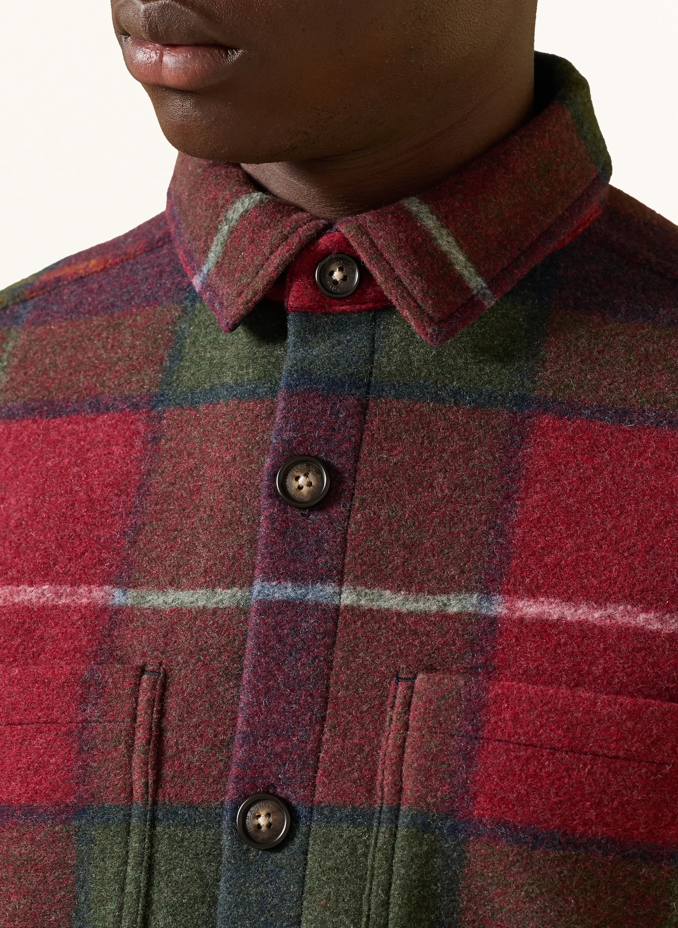 Barbour WOODLANE Flannel Overshirt: DARK RED / DARK GREEN / DARK BLUE