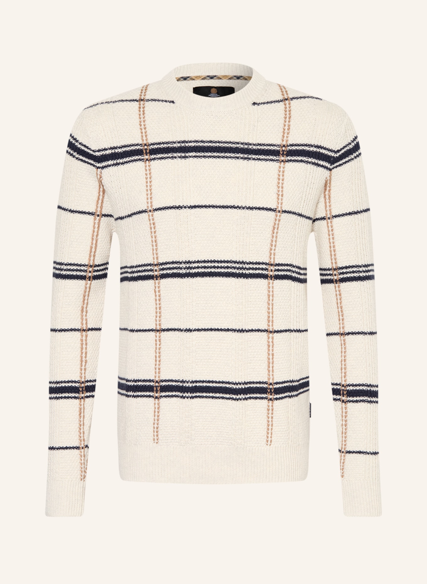 Barbour Pullover FASEY: ECRU / BRAUN / DUNKELBLAU