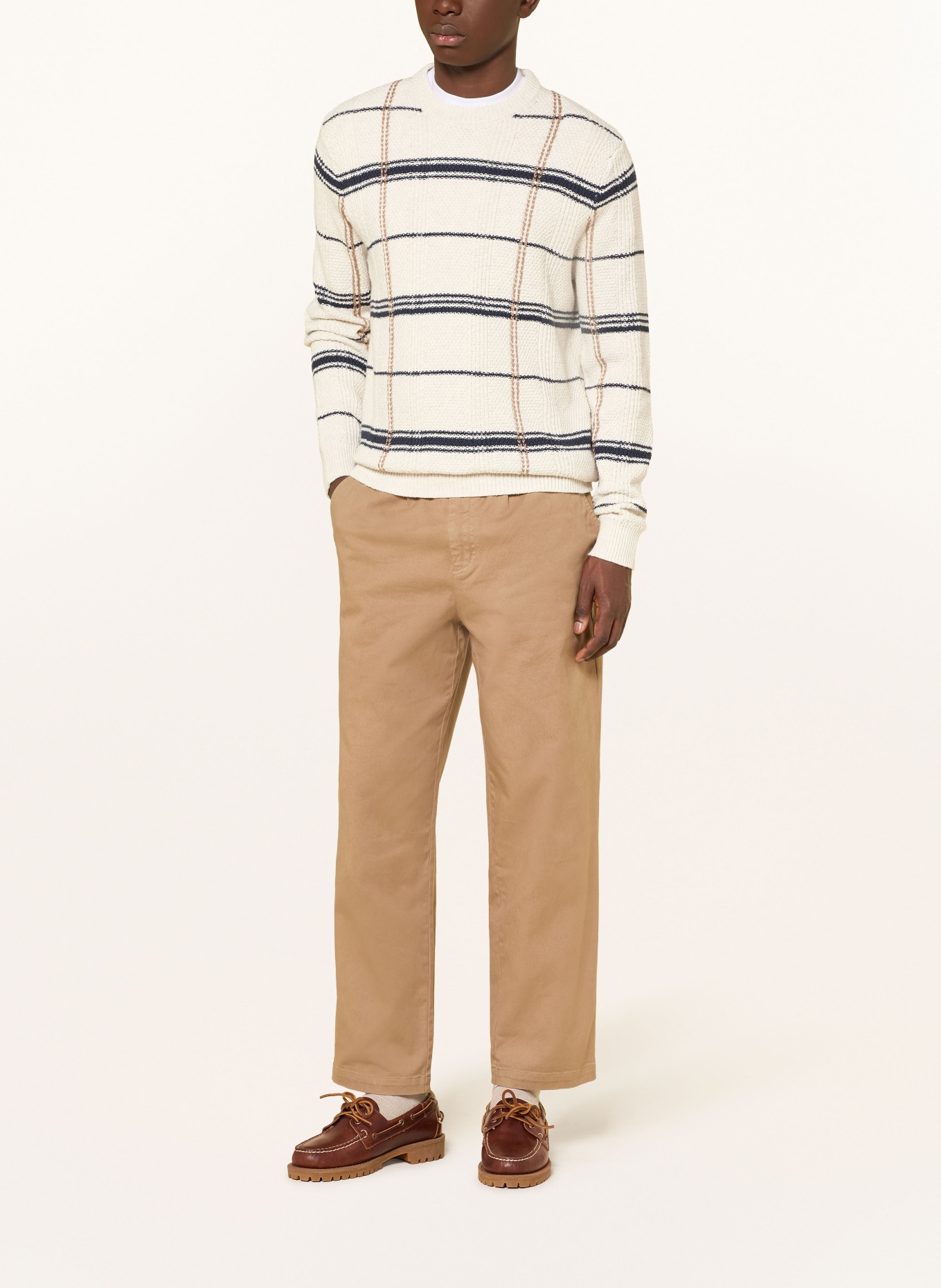 Barbour Pullover FASEY: ECRU / BRAUN / DUNKELBLAU