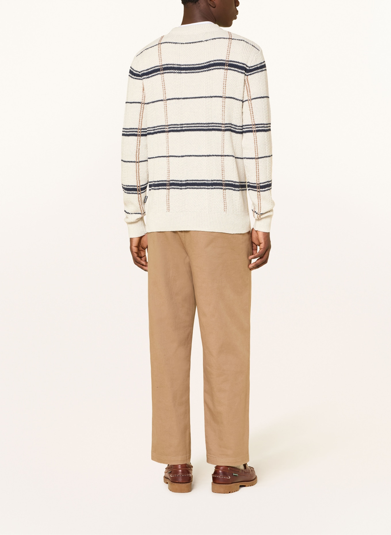 Barbour Pullover FASEY: ECRU / BRAUN / DUNKELBLAU