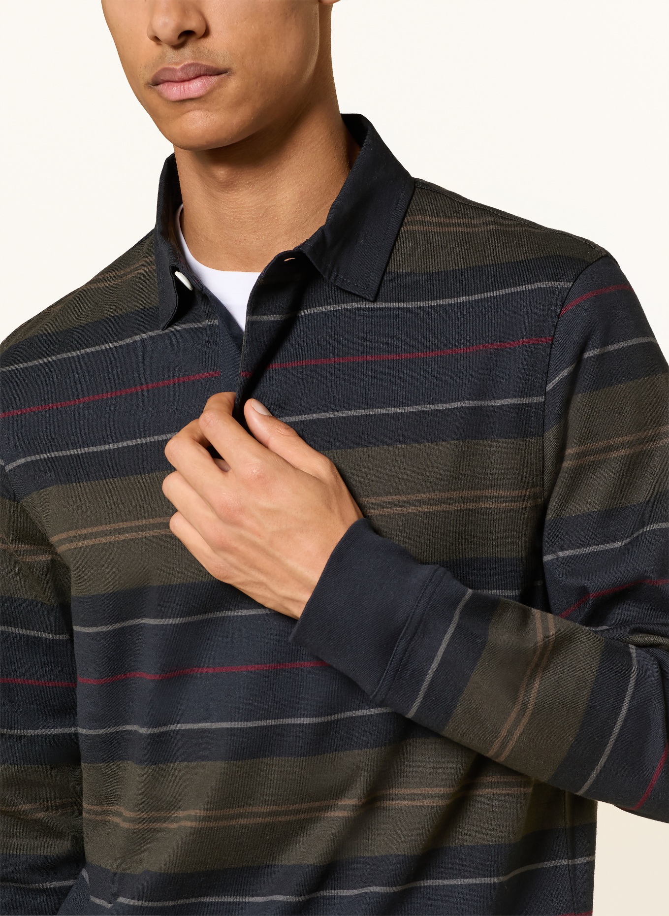 Barbour Rugbyshirt FRITH: DUNKELBLAU / DUNKELROT / KHAKI