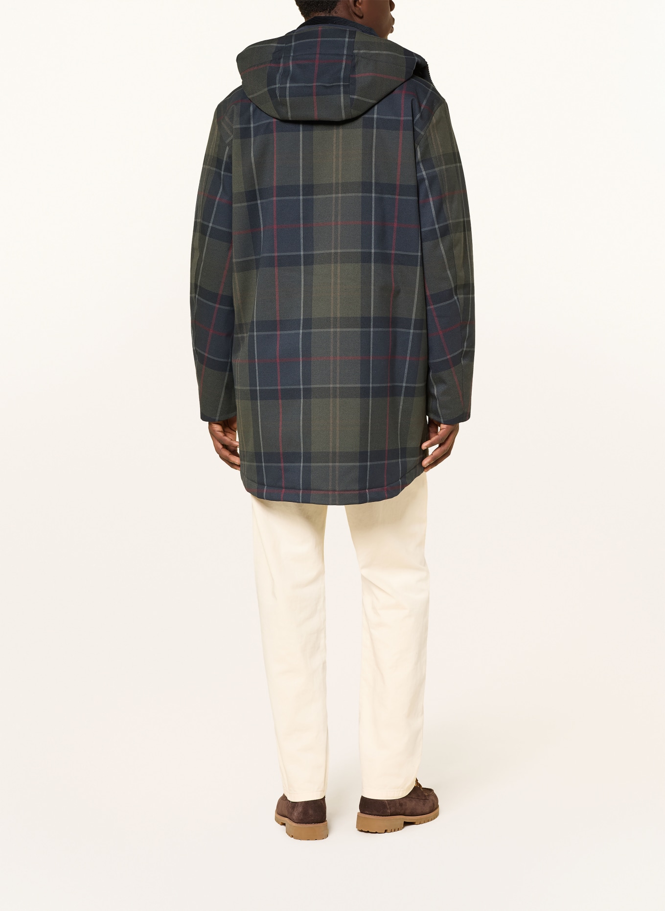 Barbour Parka LONNEN mit abnehmbarer Kapuze: DUNKELBLAU / DUNKELROT / DUNKELGRÜN