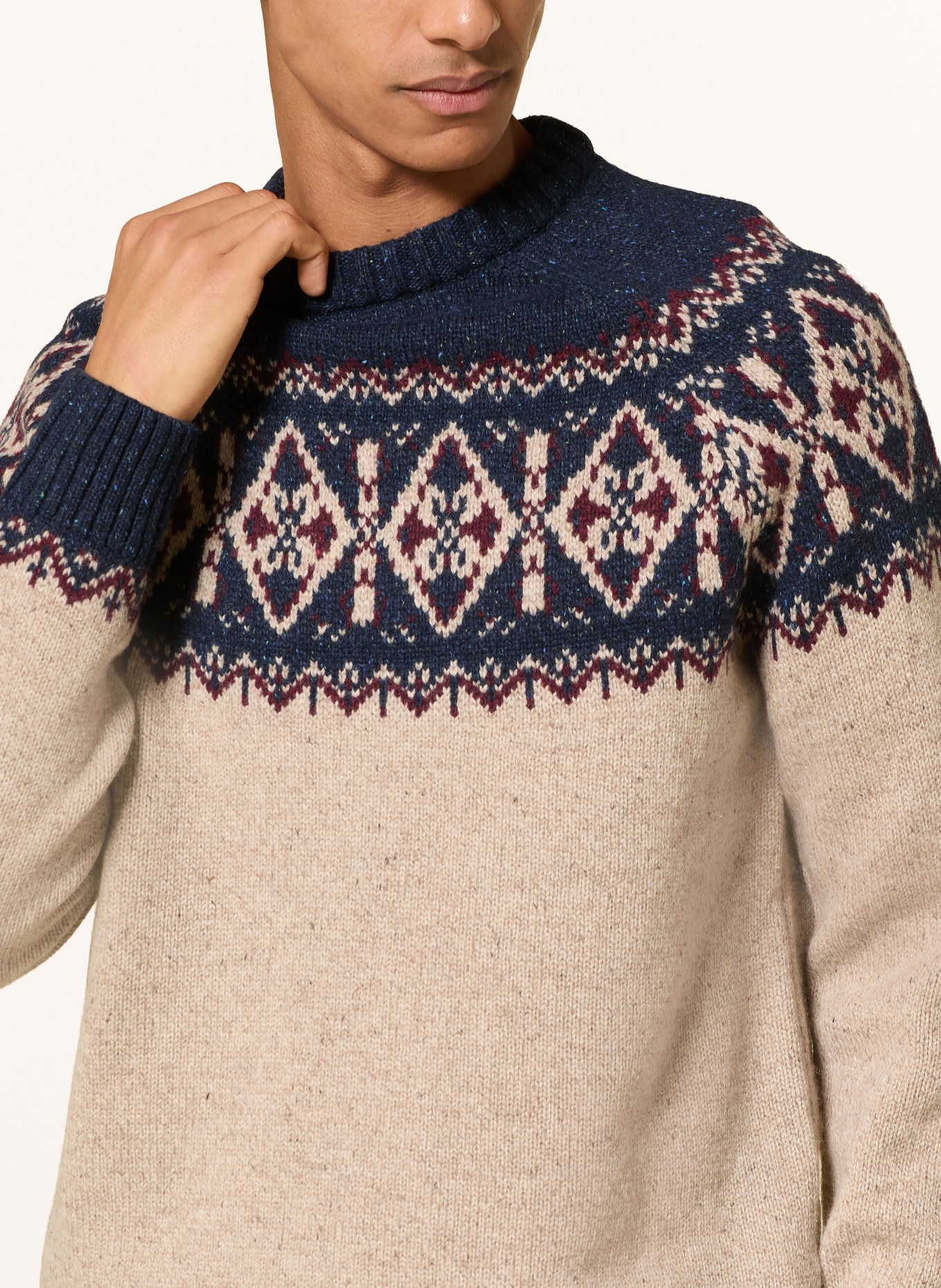 Barbour Pullover TISBURY CREW: DUNKELBLAU / CAMEL / DUNKELROT
