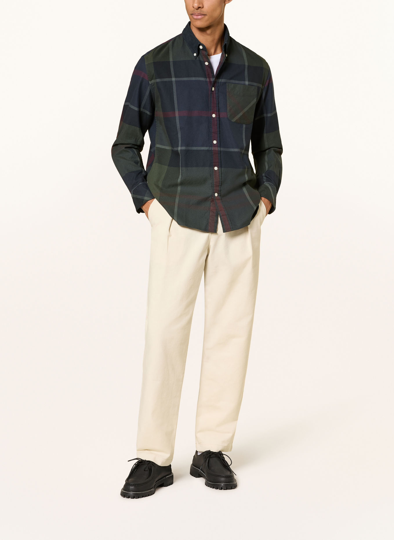 Barbour Hemd DUNOON Authentic Fit: DUNKELGRÜN / DUNKELROT / DUNKELBLAU