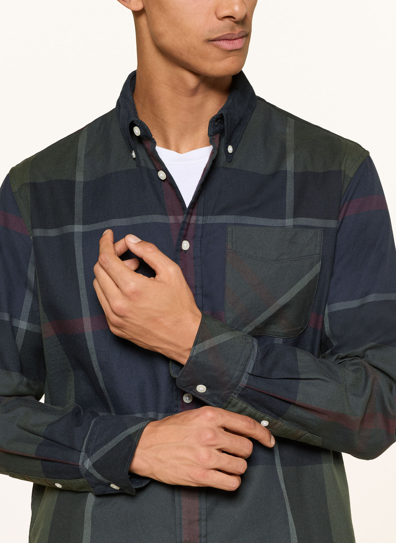 Barbour Hemd DUNOON Authentic Fit: DUNKELGRÜN / DUNKELROT / DUNKELBLAU