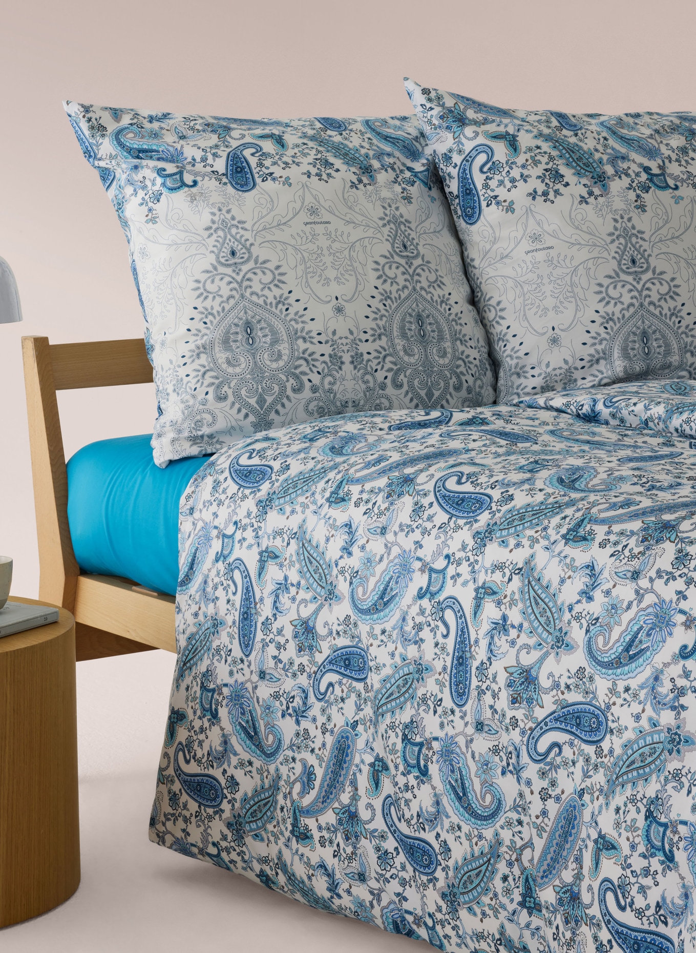 bassetti Bettwäsche MONNALISA: WEISS / HELLBLAU / DUNKELBLAU