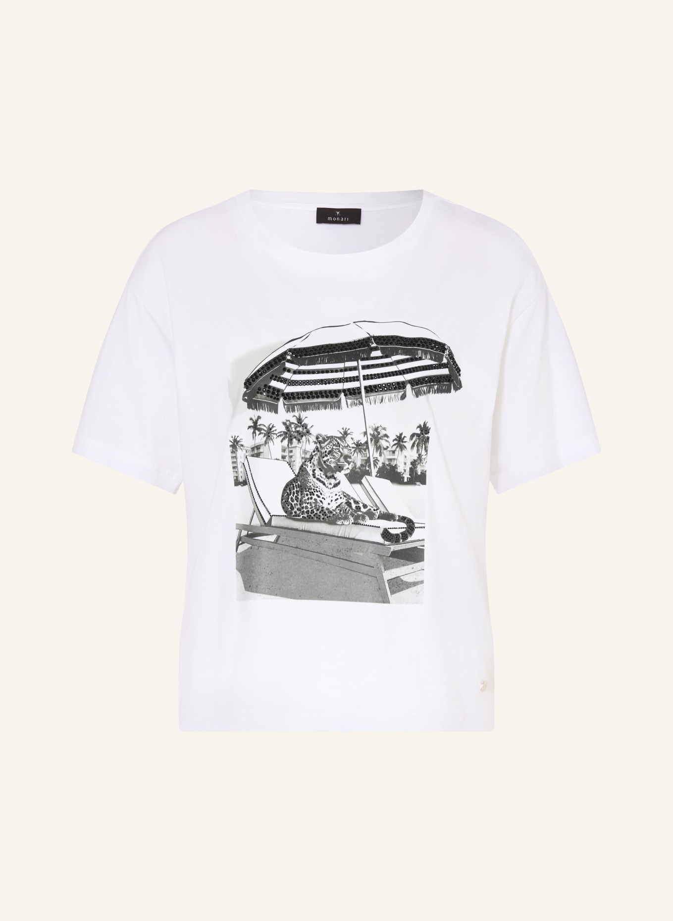 monari T-Shirt mit Schmucksteinen: WEISS