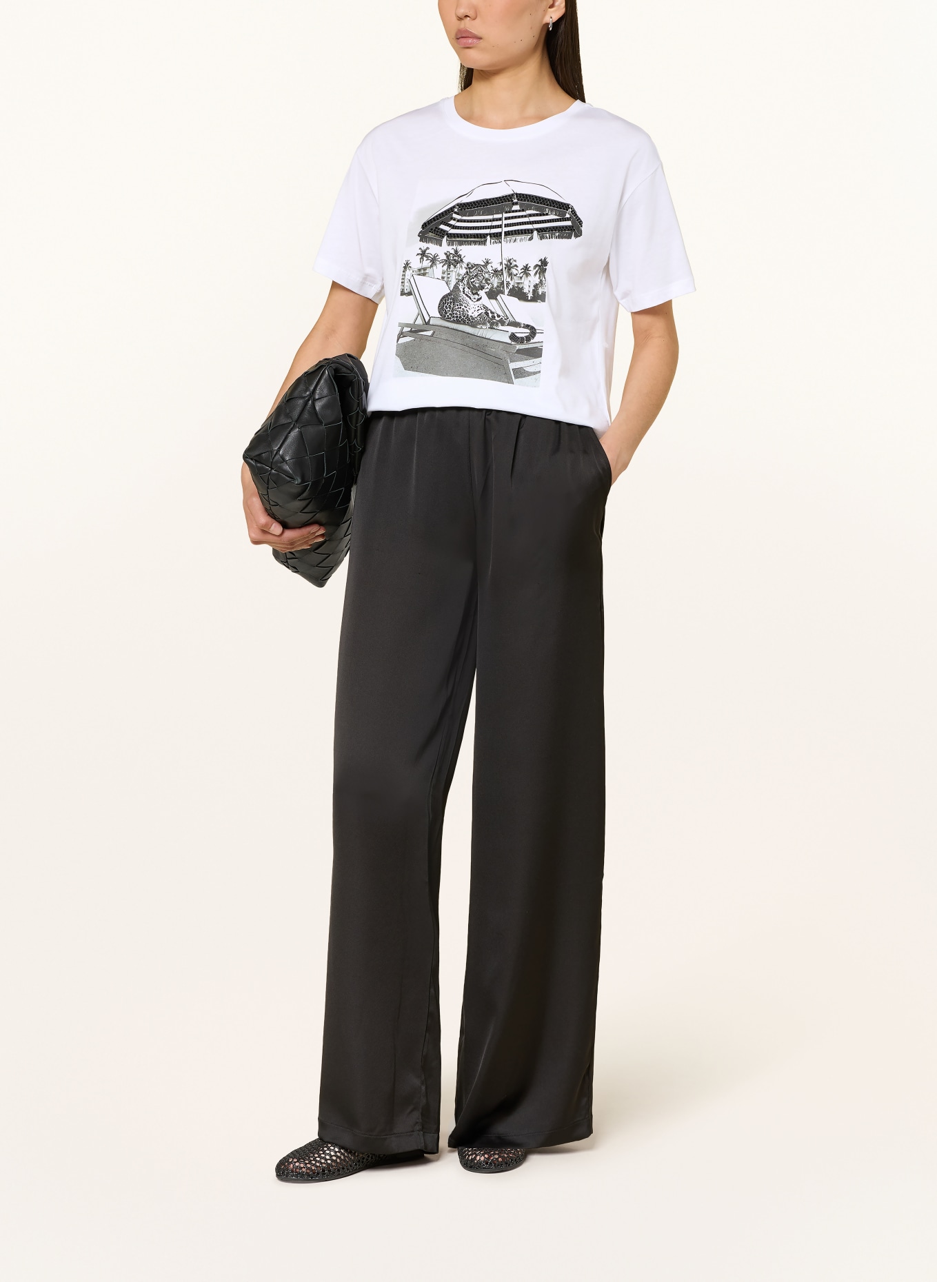 monari T-Shirt mit Schmucksteinen: WEISS