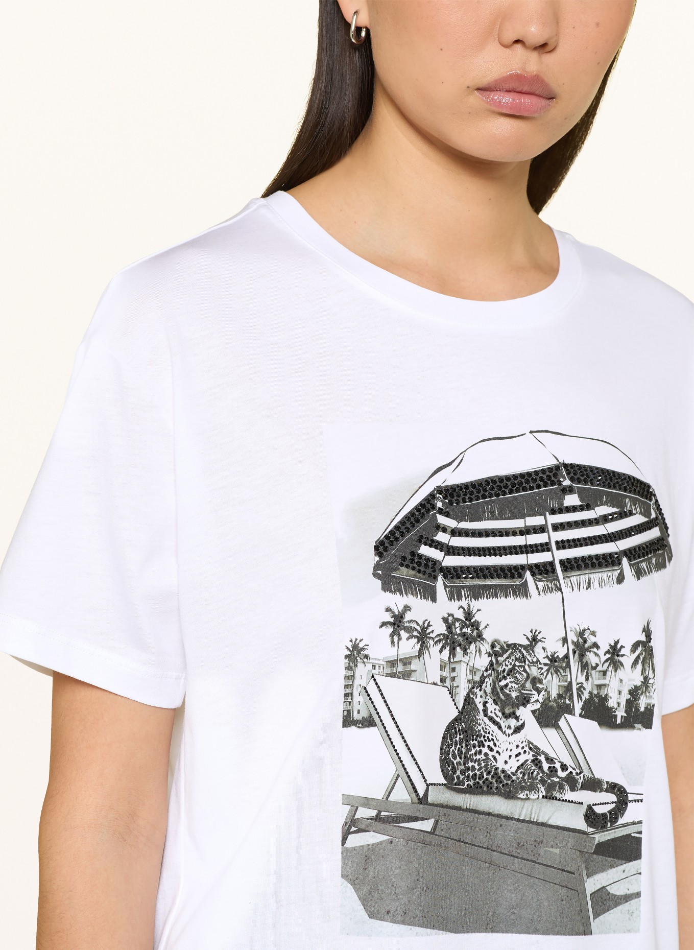 monari T-Shirt mit Schmucksteinen: WEISS